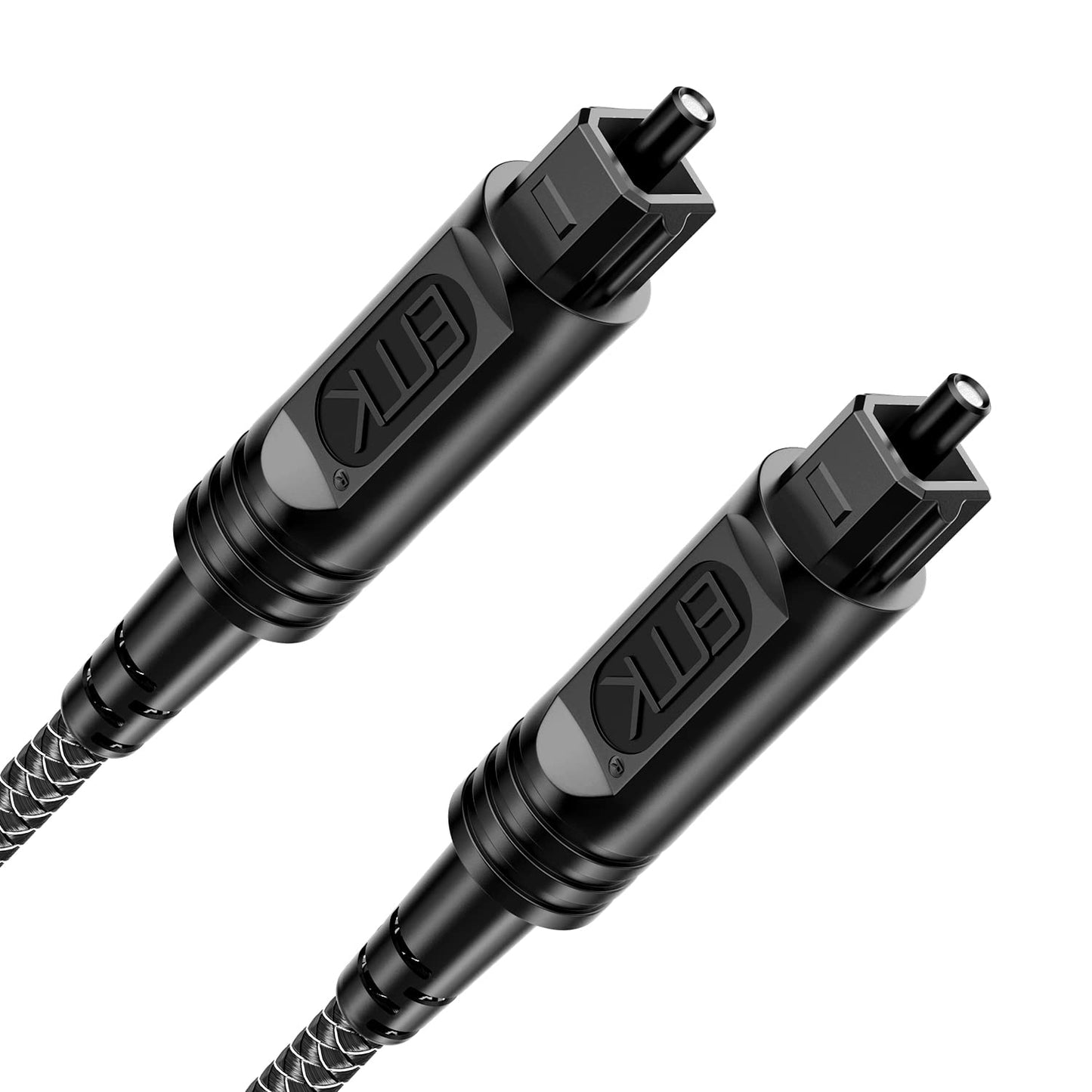 EMK Digital Optical Audio Cable [4 Feet/1.2M] - Slim Nylon Braided Toslink Fiber Optic Cable for Sound Bar, TV, Home Theater, PS4, Xbox, Blu-Ray Player & More - High-Speed SPDIF (Black1)