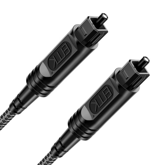 EMK Digital Optical Audio Cable [10 Feet/3M] - Slim Nylon Braided Toslink Fiber Optic Cable for Sound Bar, TV, Home Theater, PS4, Xbox, Blu-Ray Player & More - High-Speed SPDIF (Black1)