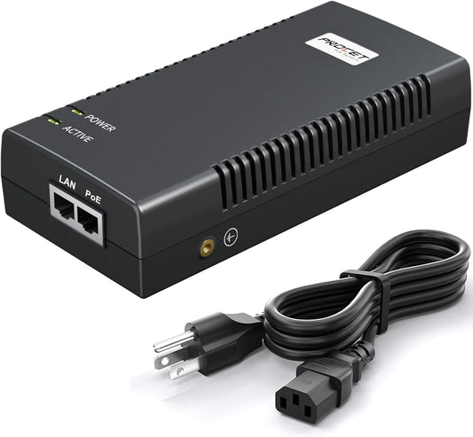 PROCET Gigabit PoE Iniector 90W PoE++ Power Injector with 6KV Surge Protector, IEEE802.3af/at Compliant for PTZ Camera, PoS System, Kiosk, Wireless AP, IP Cameras, PT-PSE106GBR-L