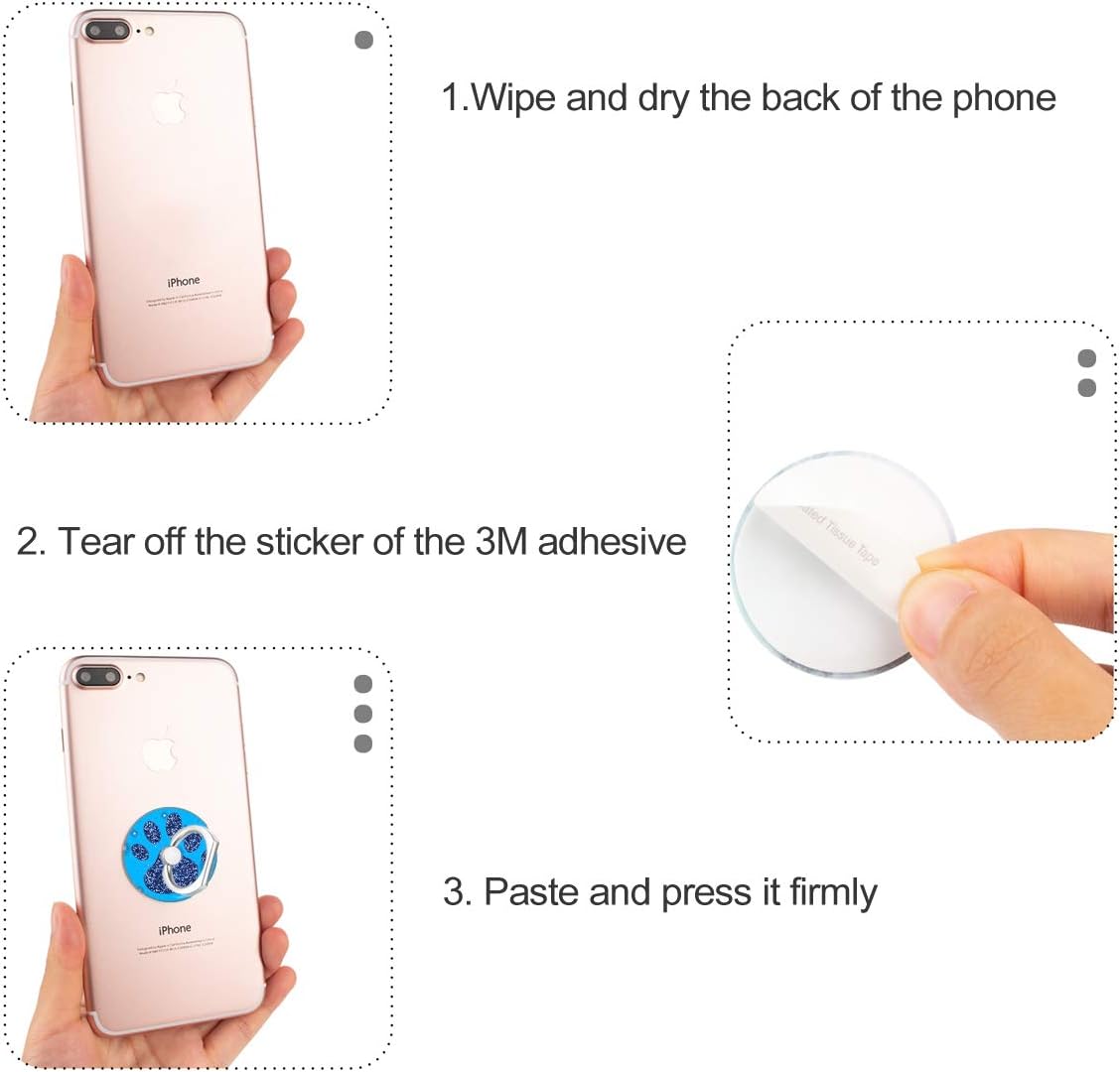 Bonoma Phone Ring Stand, 3 Pack Dog Paws 360 Degree Rotation Finger Grip Stand Holder Compatible with Smartphones and Tablets