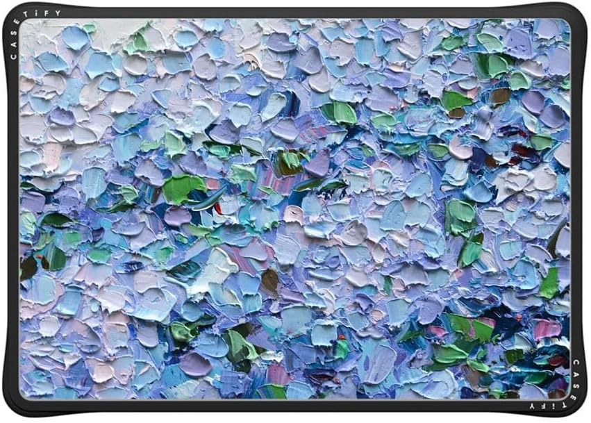 CASETiFY Impact MacBook Air 13" (M1/Intel) Case [Cushioned Impact Corners/Scratch-Resistant/Anti-Slip Grip] - Nantucket Blue Hydrangeas - Clear Black