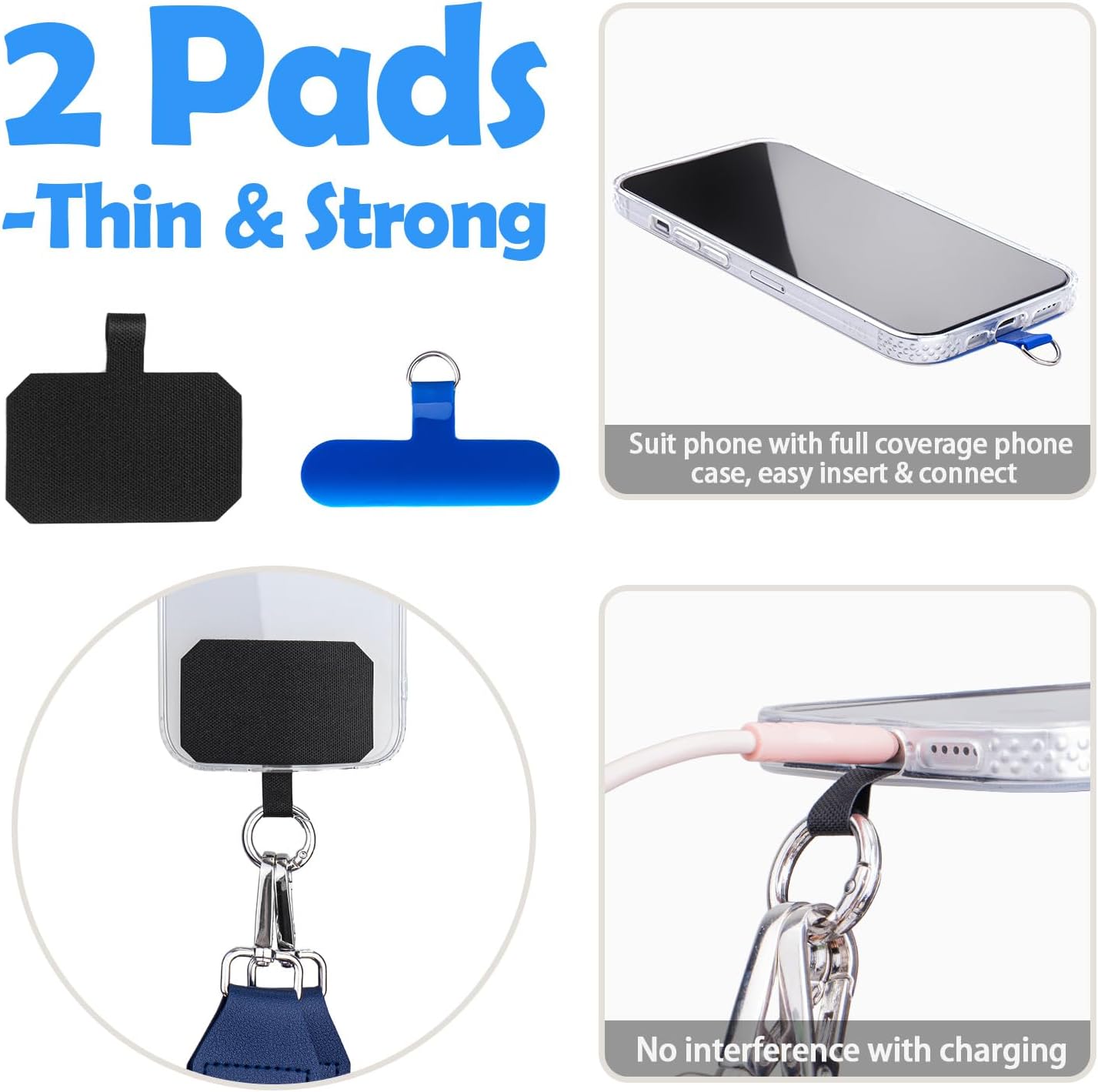 Clip and Go Phone Crossbody Strap with Wallet, 2 Pcs-Crossbody Lanyard & Wrist Holder for Cell Phones-2 Pads, Save Girls Phone Strap with Zipper Bag, Adjustable Neck Lanyard for Women (Flag Color)