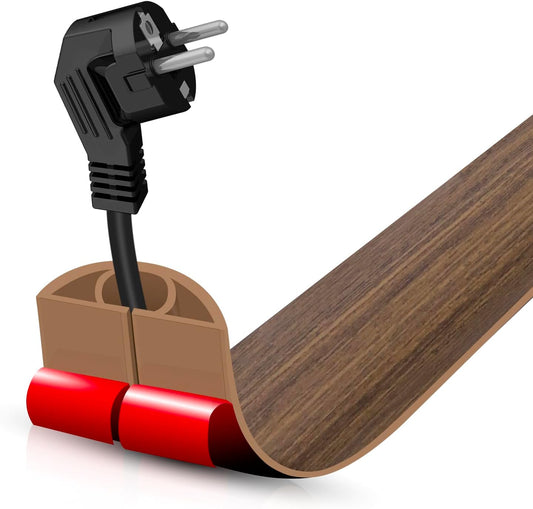 Floor Cord Cover Cable Cavity Self Adhesive Cord Hider Floor 3.3FT Floor Cable Management Power Cord Protector Floor Electric Cord Covers for Offices, Gym, Exhibitions (Misty Brown Wood, 1.18" x 3.3')