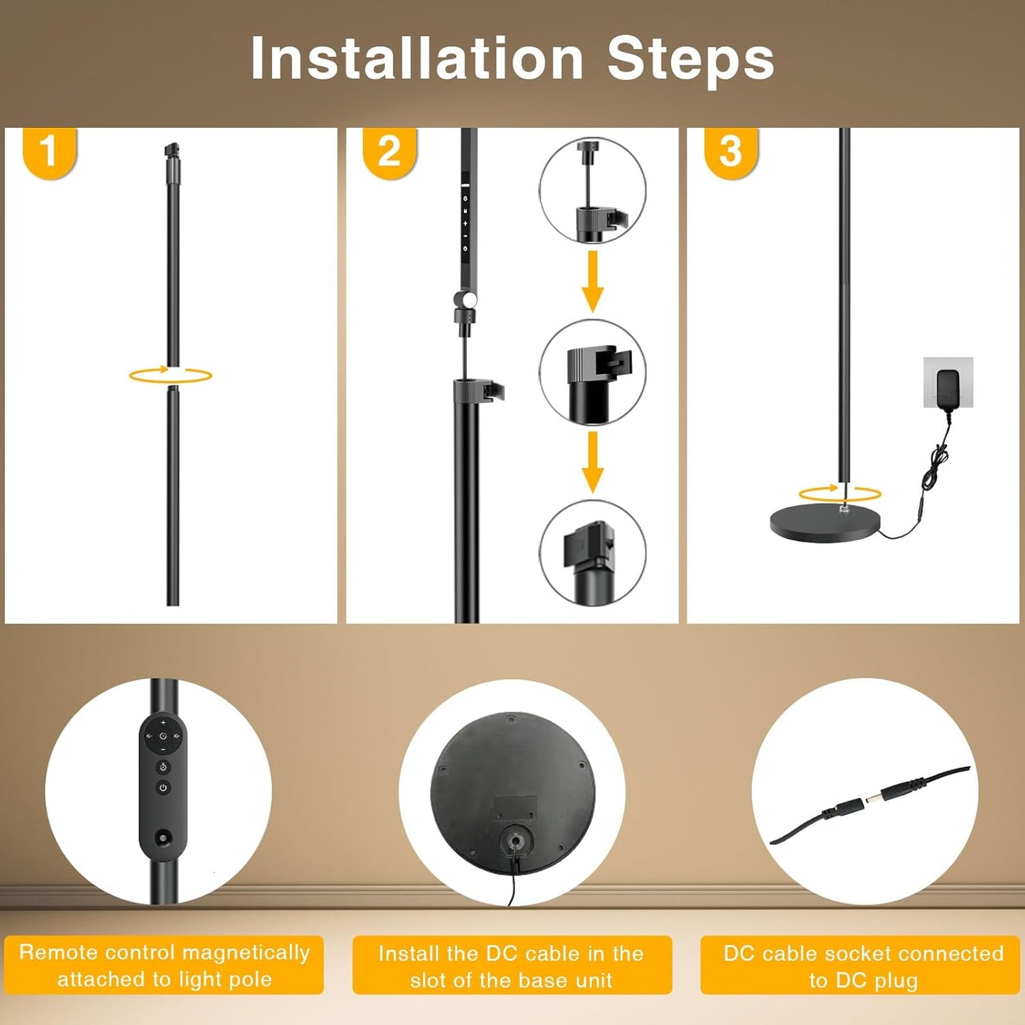 Ring Light with Stand, 15W Dimmable Zoom Lighting for Computer, Home Office, Reading, Video Calls, 66 Inches Floor Lamp with Flexible Swing Arm, AC Plug, Remote, Memory & Timer CRI >95