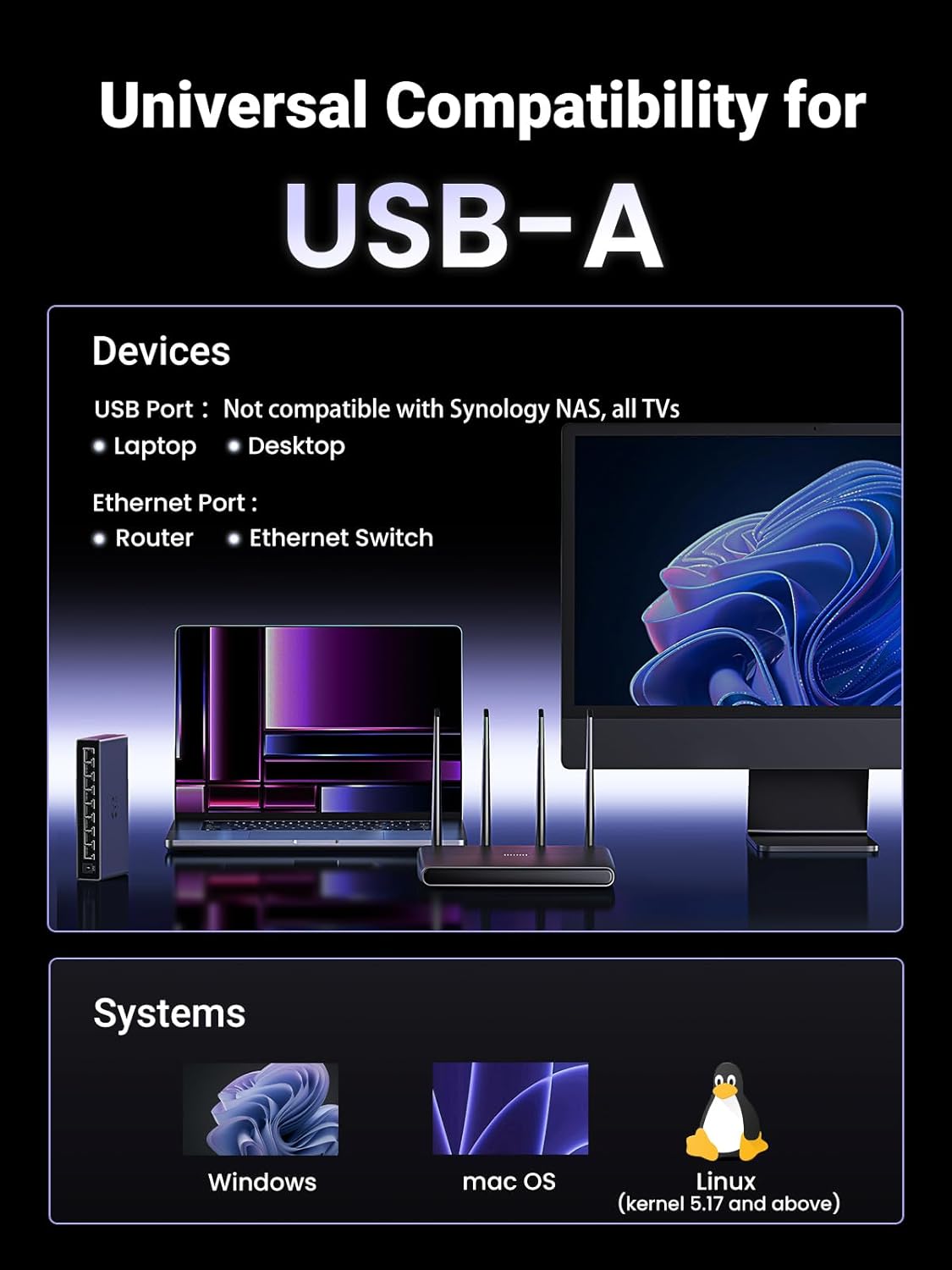 UGREEN USB to Ethernet Adapter 2.5Gb, Ethernet Adapter, Aluminum, USB 3.0 to RJ45 Computer Network Internet LAN Dongle for Laptop, Compatible for MacBook Air/Pro, XPS, Windows, macOS