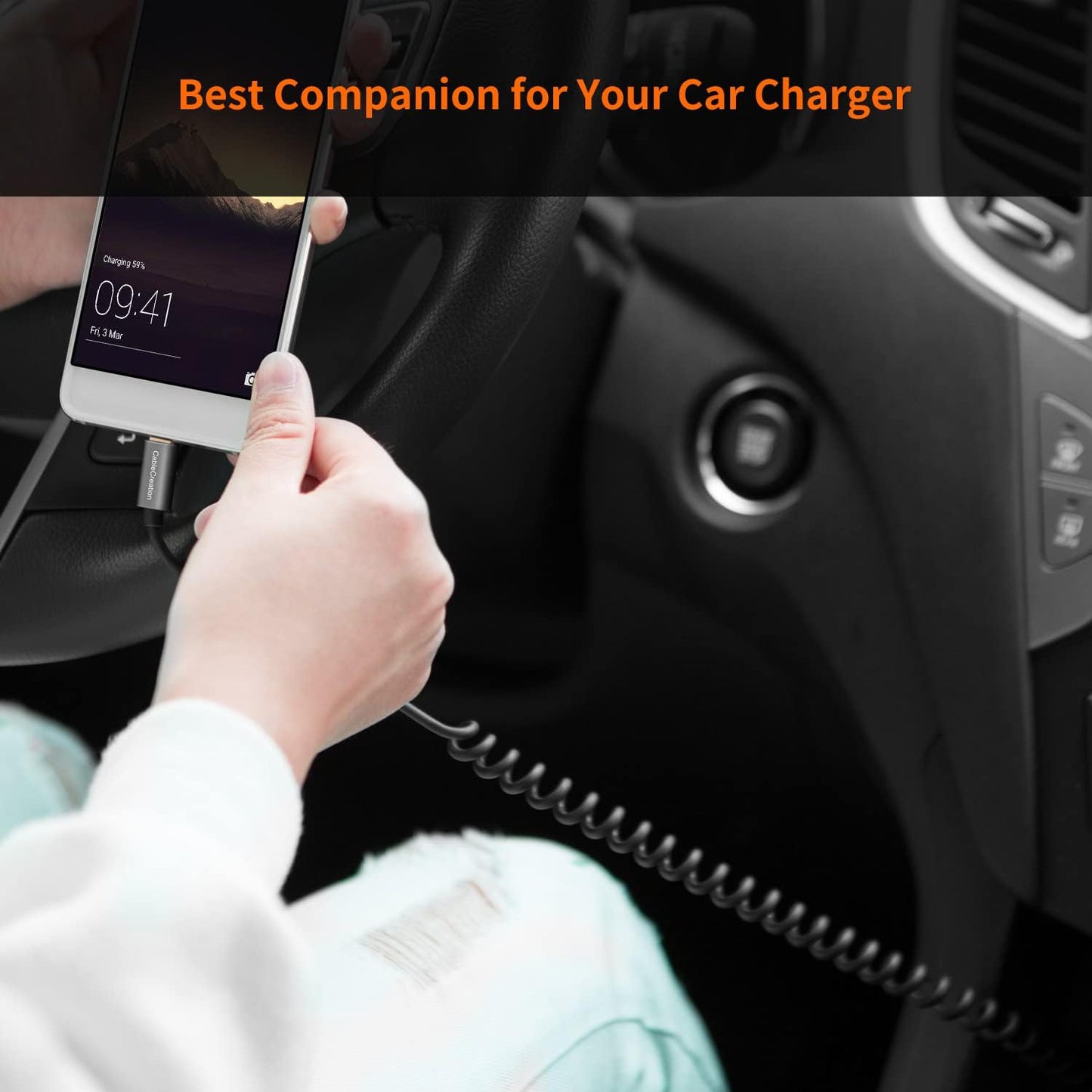 CableCreation Coiled USB to Micro USB Cable 0.56ft to 4ft, USB 2.0 A to Micro USB Charging Data Cord Works for Android Smartphone, Tablet, Wall, Raspberry Pi Zero and Car Charger, Space Gray