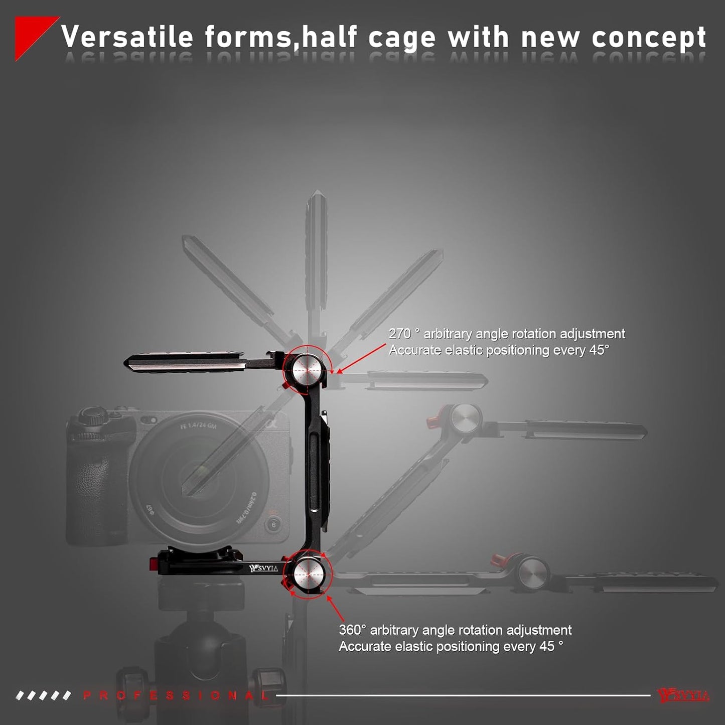 SY38 Camera Quick Release Foldable Half Cage,Camera Cage Compatible with SY22 SY38 SY50 Quick Release System,Compatible Arca and 38mm 50mm Bayonet and Tripod on The Market,V3802