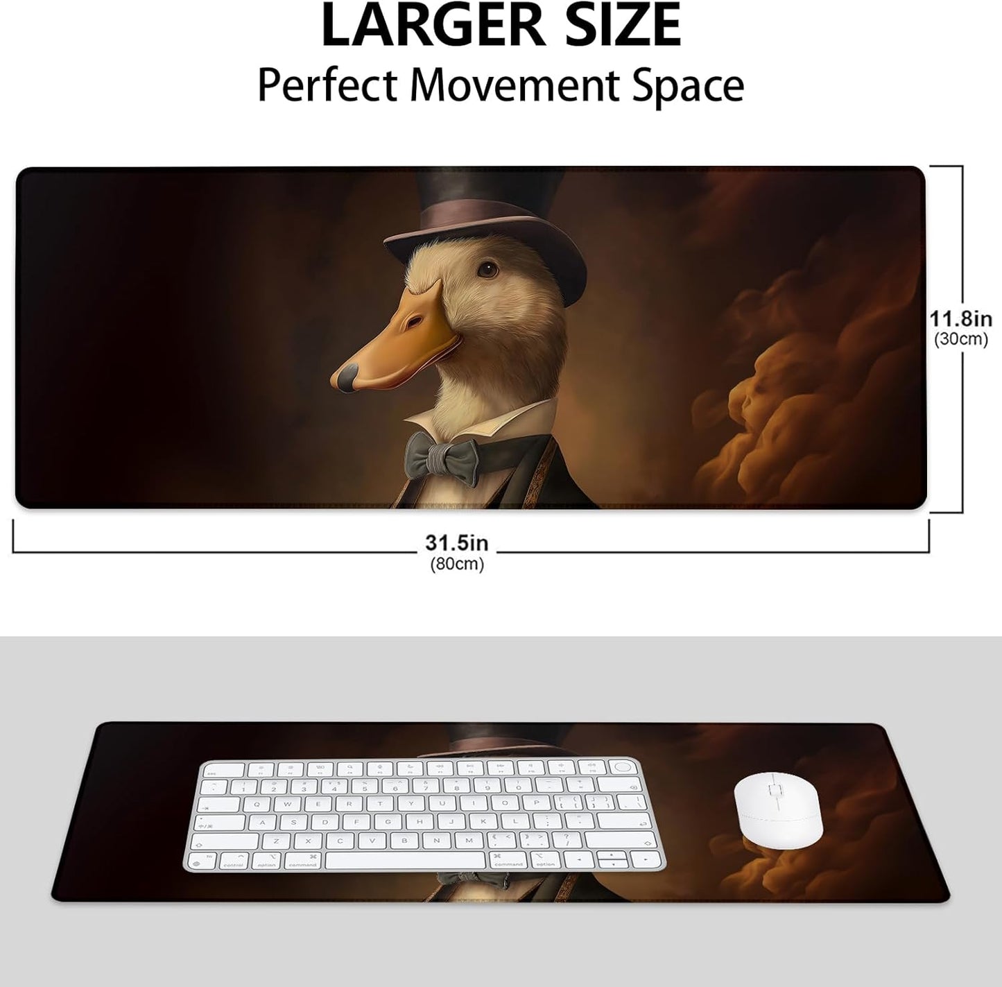 Duck Large Mouse Pad, Gaming Mouse Pad, Keyboard Mat, Non-Slip Rubber Base, Office Accessories, Desk Mat, MousePads for School, Work, Home Decor Gifts 31.5" x 11.8"