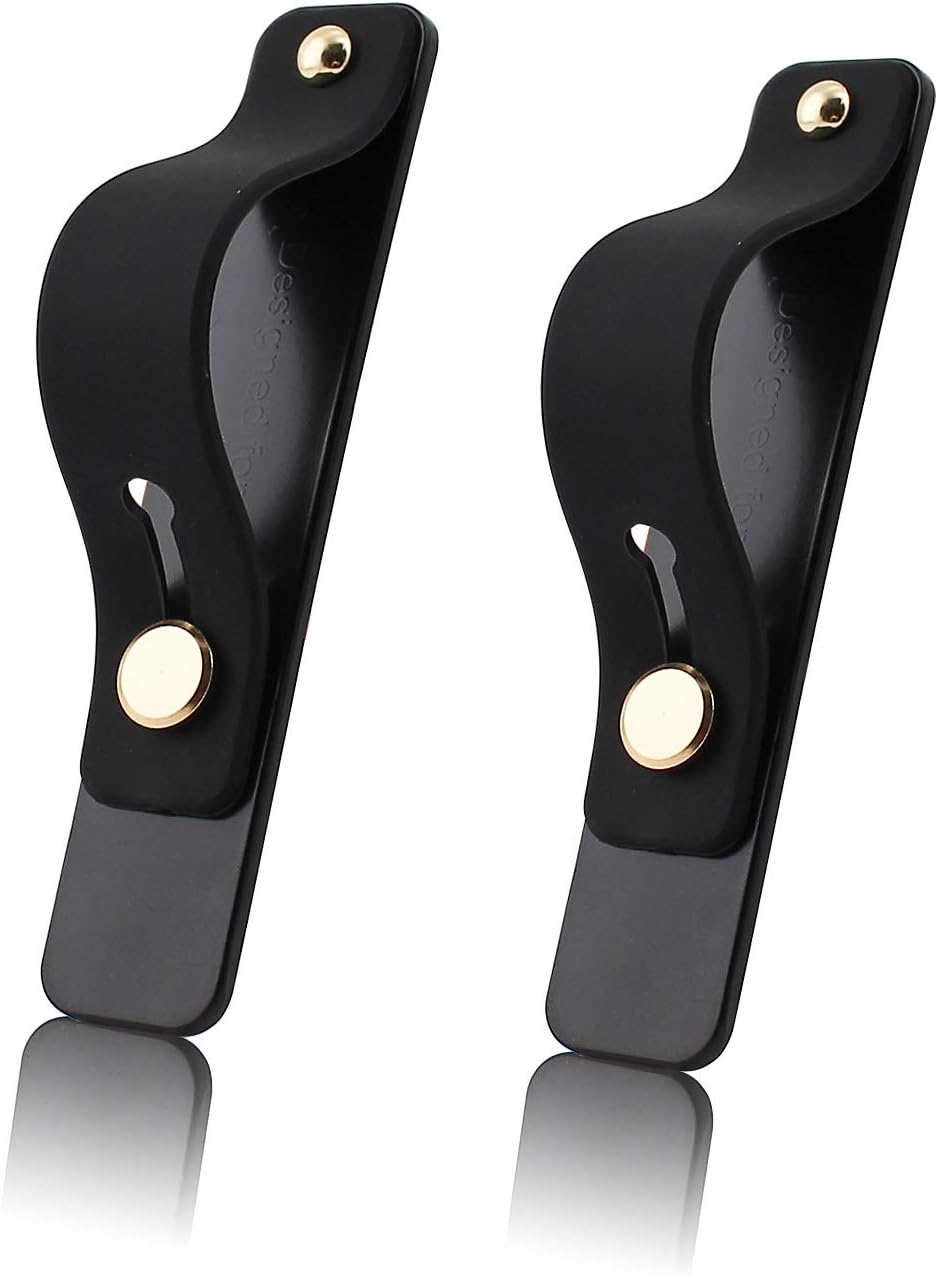 Removable and Reusable Cell Phone Grip Strap, Yetaida Telescopic Finger Kickstand Bracket Universal Silicone Phone Holder Stand and Portable Finger Loop for Most Smartphones Case (Black)