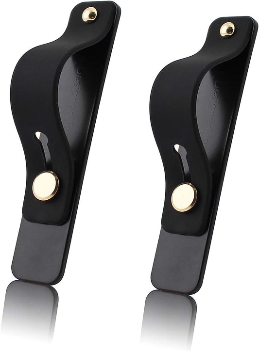 Removable and Reusable Cell Phone Grip Strap, Yetaida Telescopic Finger Kickstand Bracket Universal Silicone Phone Holder Stand and Portable Finger Loop for Most Smartphones Case (Black)