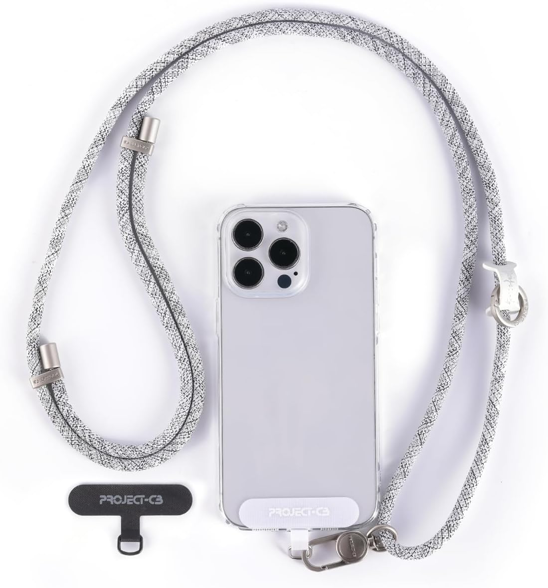 project-cb Cell Phone Lanyard 1,Phone Tether Tab 2,Crossbody Strap,Lanyards for Around the Neck,Adjustable Strap 80-160cm (FoggyBlack-S)