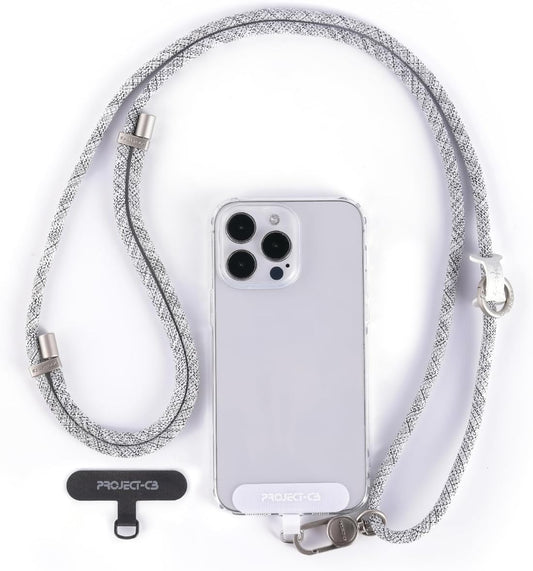 project-cb Cell Phone Lanyard 1,Phone Tether Tab 2,Crossbody Strap,Lanyards for Around the Neck,Adjustable Strap 80-160cm (FoggyBlack-S)
