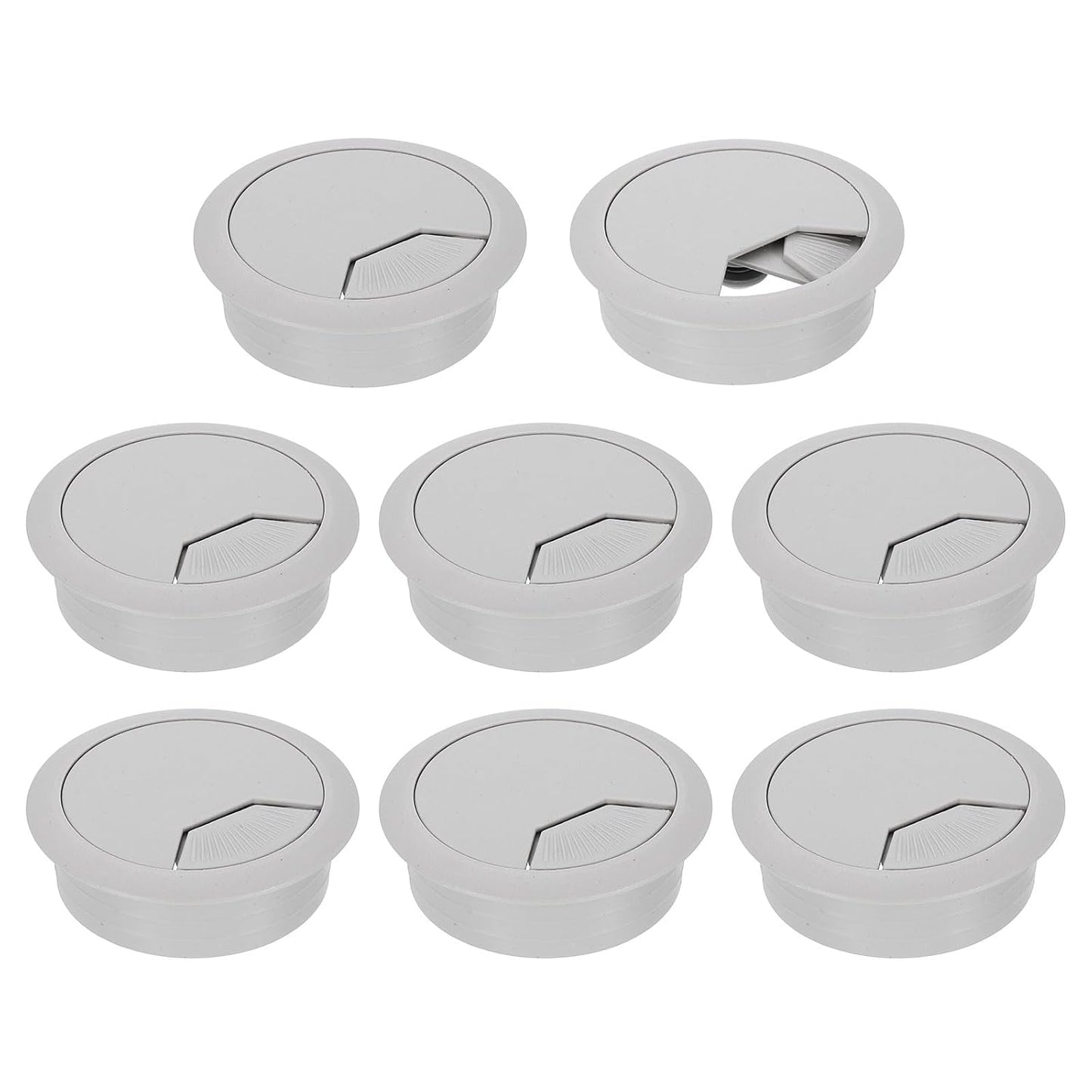 uxcell 8 Pcs 50mm (1.97 Inch) Desk Grommet, Plastic Cable Hole Cover, Wire Cord Cable Organizer for Home Office Computer Desk Cabinet, Gray