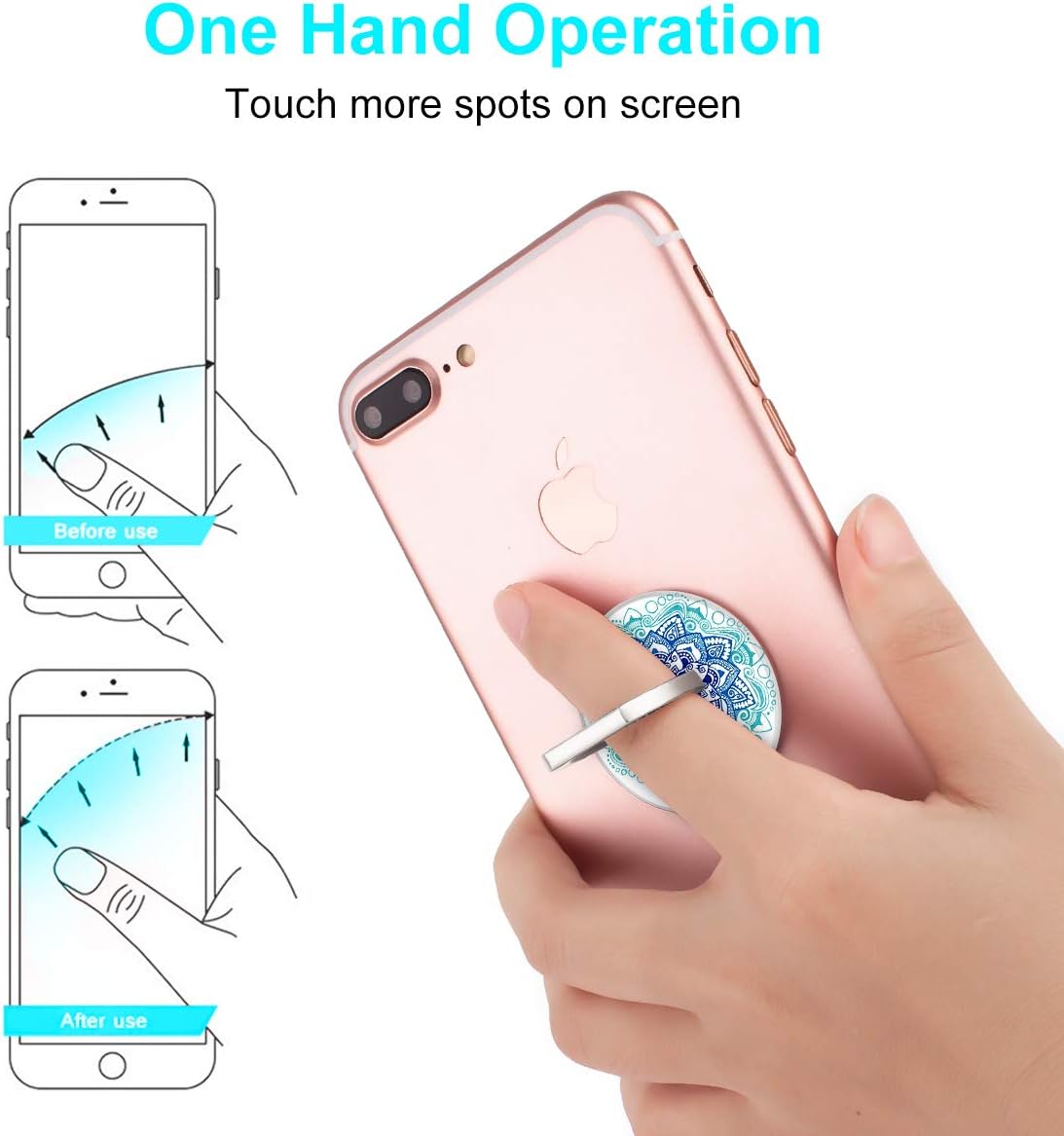 Bonoma Phone Ring Stand Holder, 3-Pack 360 Degree Rotation Universal Finger Ring Stand Compatible with Smartphones and Tablets Mandala