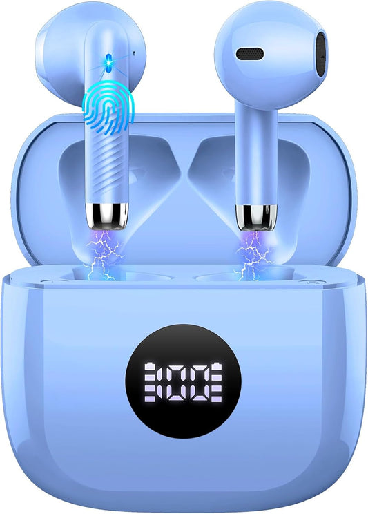 Wireless Earbuds Bluetooth 5.4 , Ear Buds LED Power Display Headphones 6D Stereo, Bluetooth Earbuds in-Ear Noise Cancelling Mic, 40H Playback Mini Case IP7 Waterproof Sports Earphones for Android iOS