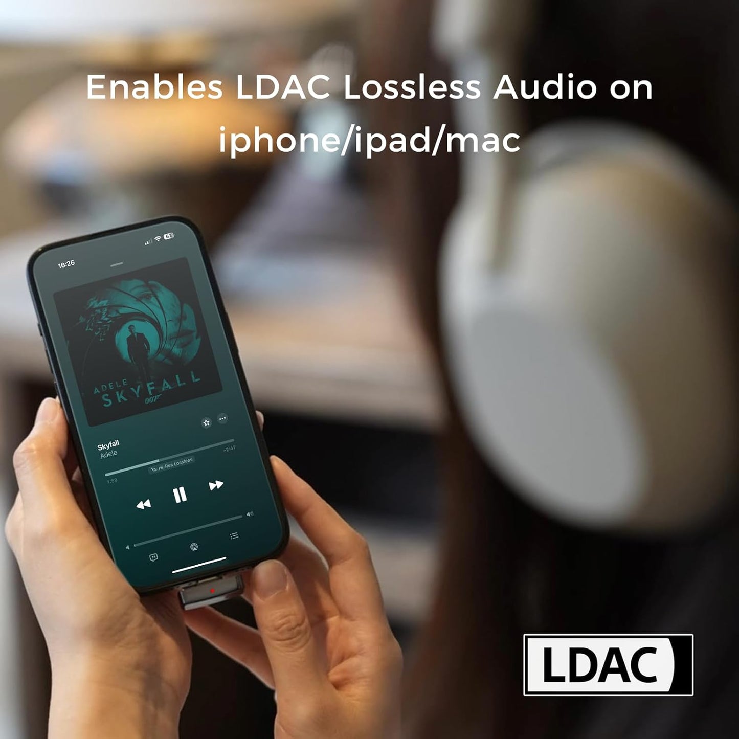 Questyle QCC Dongle Pro [MFi Certified] USB-C Bluetooth Audio Adapter with LDAC,aptX Lossless&aptX-Adaptive,Low Latency Bluetooth 5.4 Dongle for PS5,Wireless Lossless Transmitter for PC/Headphones