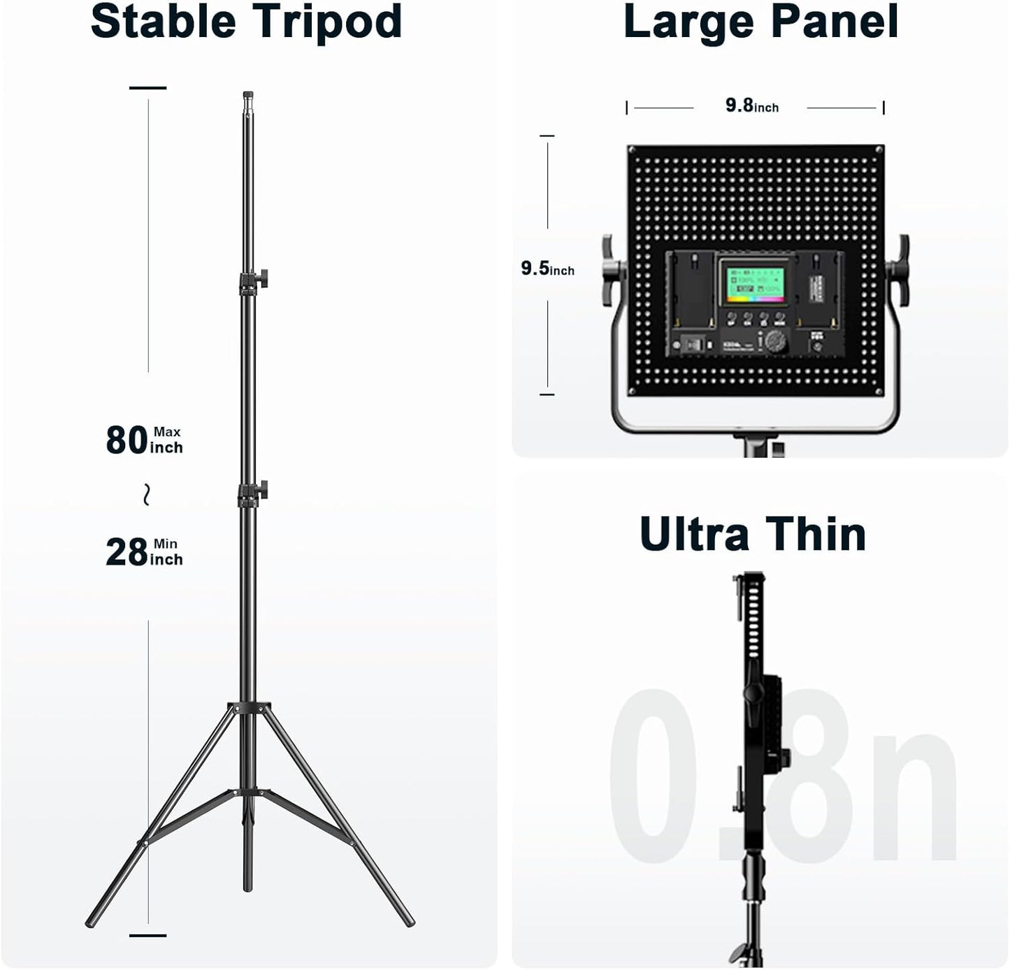 Pixel K80 Photography Lighting with APP Control, 2600K-10000K CRI 97+ RGB Led Video Light Panel, 9 Applicable Scenes Lighting for Studio/Gaming/Streaming/YouTube/Videography/Film/Video Recording