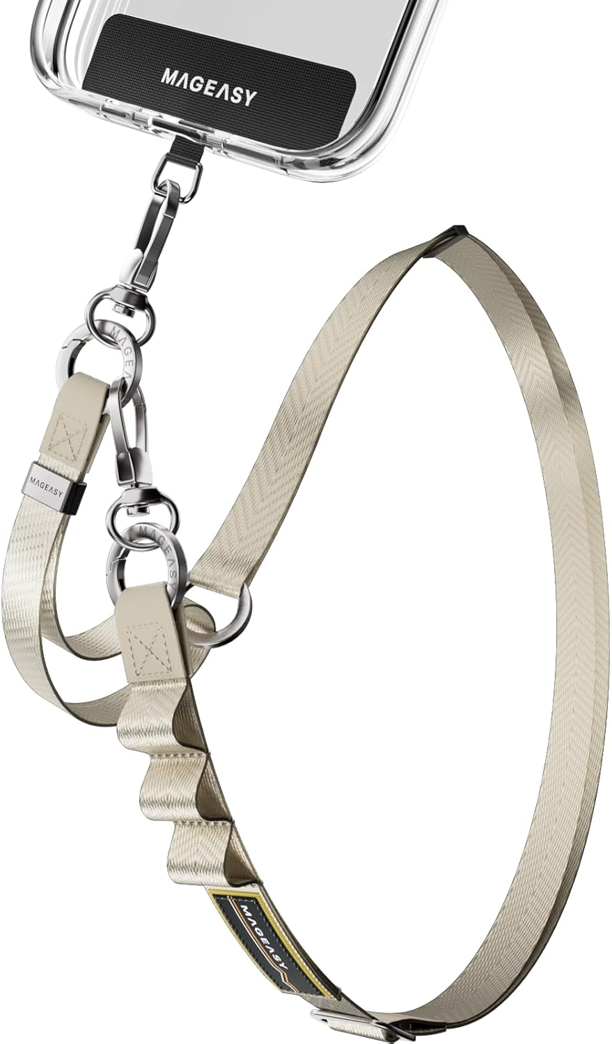 MAGEASY 2-In-1 Cell Phone Lanyard Crossbody - Universal Crossbody Phone Strap & Phone Wrist Strap with Built-in Keychain, Phone Tether Tab | Anti Drop & Anti Theft for Daily & Outdoor Activities