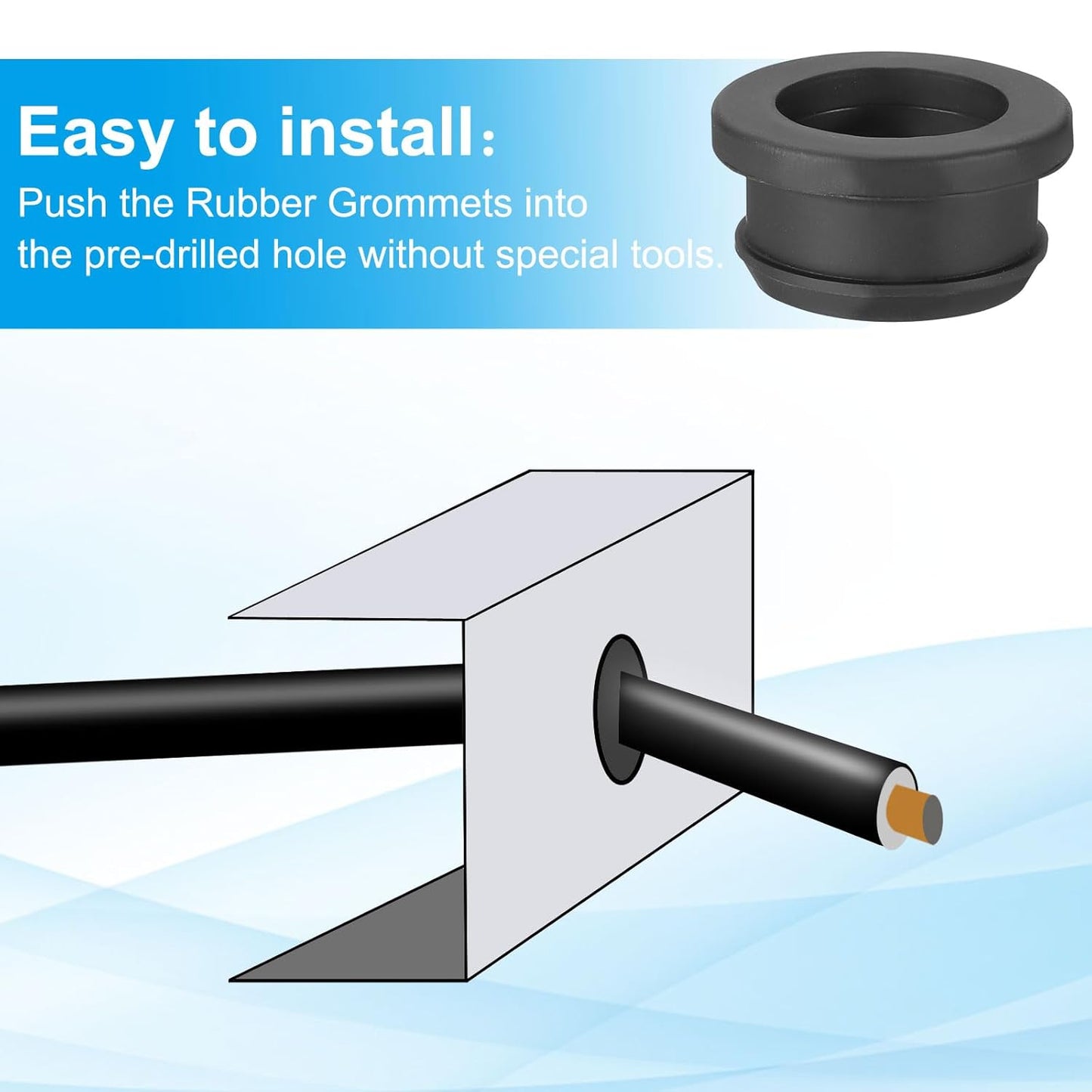 PATIKIL 25mm / 1 Inch Drill Hole,13/16 Inch ID Rubber Grommets, 3Pcs Top Hat Grommet for Wiring Eyelet Ring Gasket Automotive Firewall Cable Hole Plugs Wires Protection, Black
