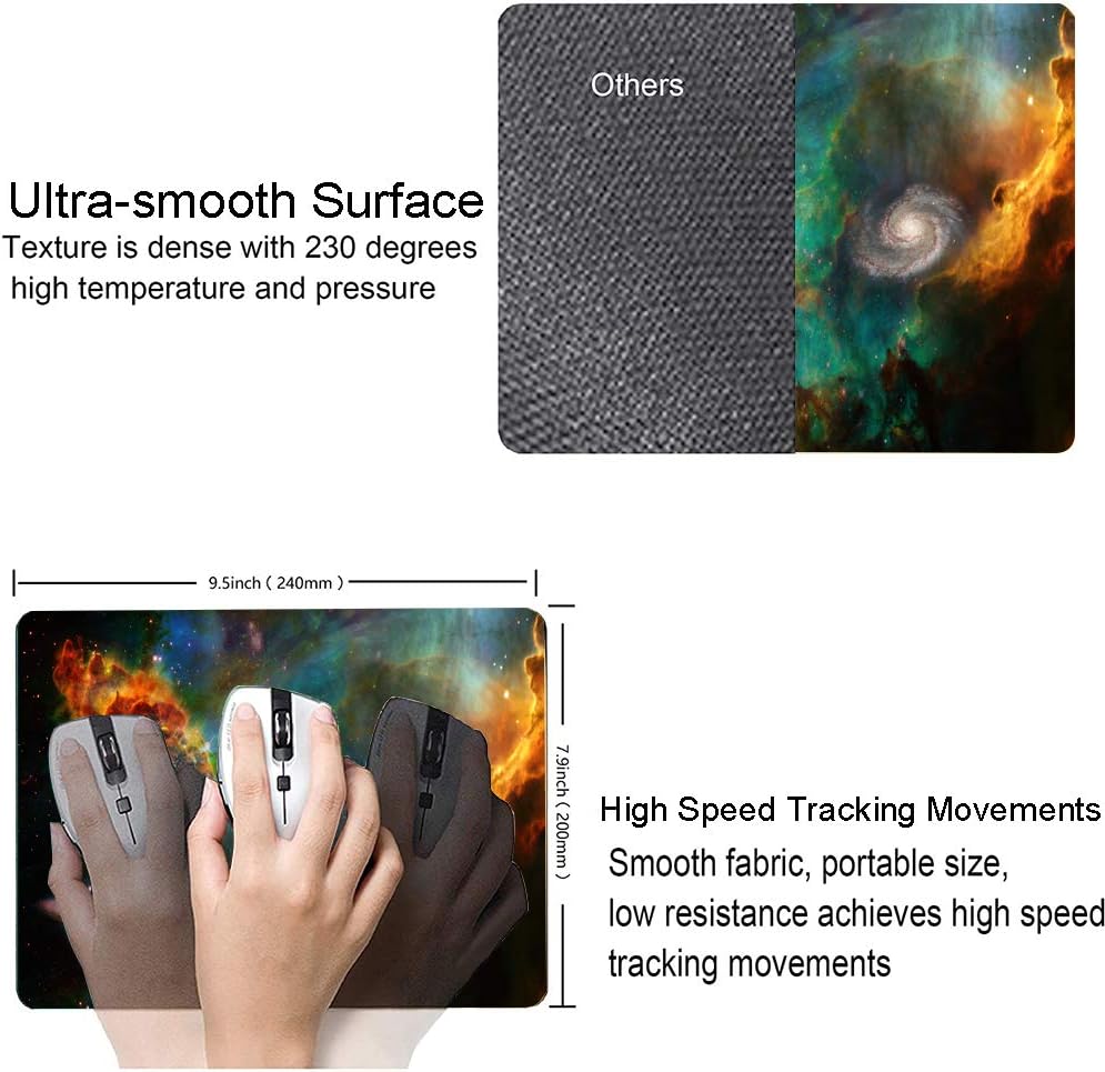 Mouse Pad, Galaxy Mouse Pad, Square Waterproof Mouse Pad Non-Slip Rubber Base MousePads for Office Laptop, 9.5"x7.9"x0.12" Inch(Deep Space)