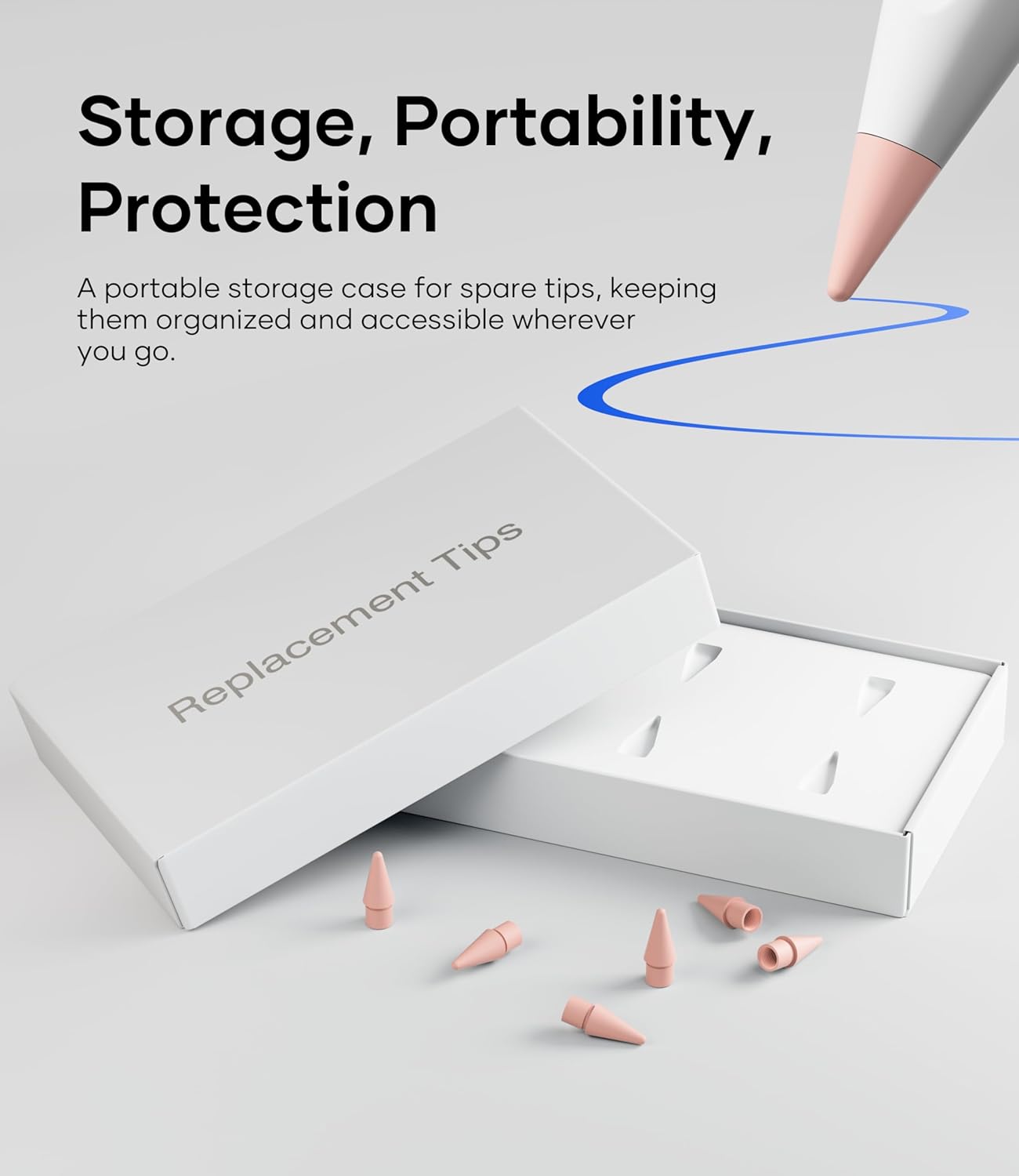 Replacement Pencil Tips for Apple Pencil Pro, Pen Tips for Apple Pencil 2nd Gen/1st Gen/USB-C, Wear-Resisting Pencil Nibs with Storage Box, Pen Nibs Set Compatible with Apple Pen (6 Pack, Pink)