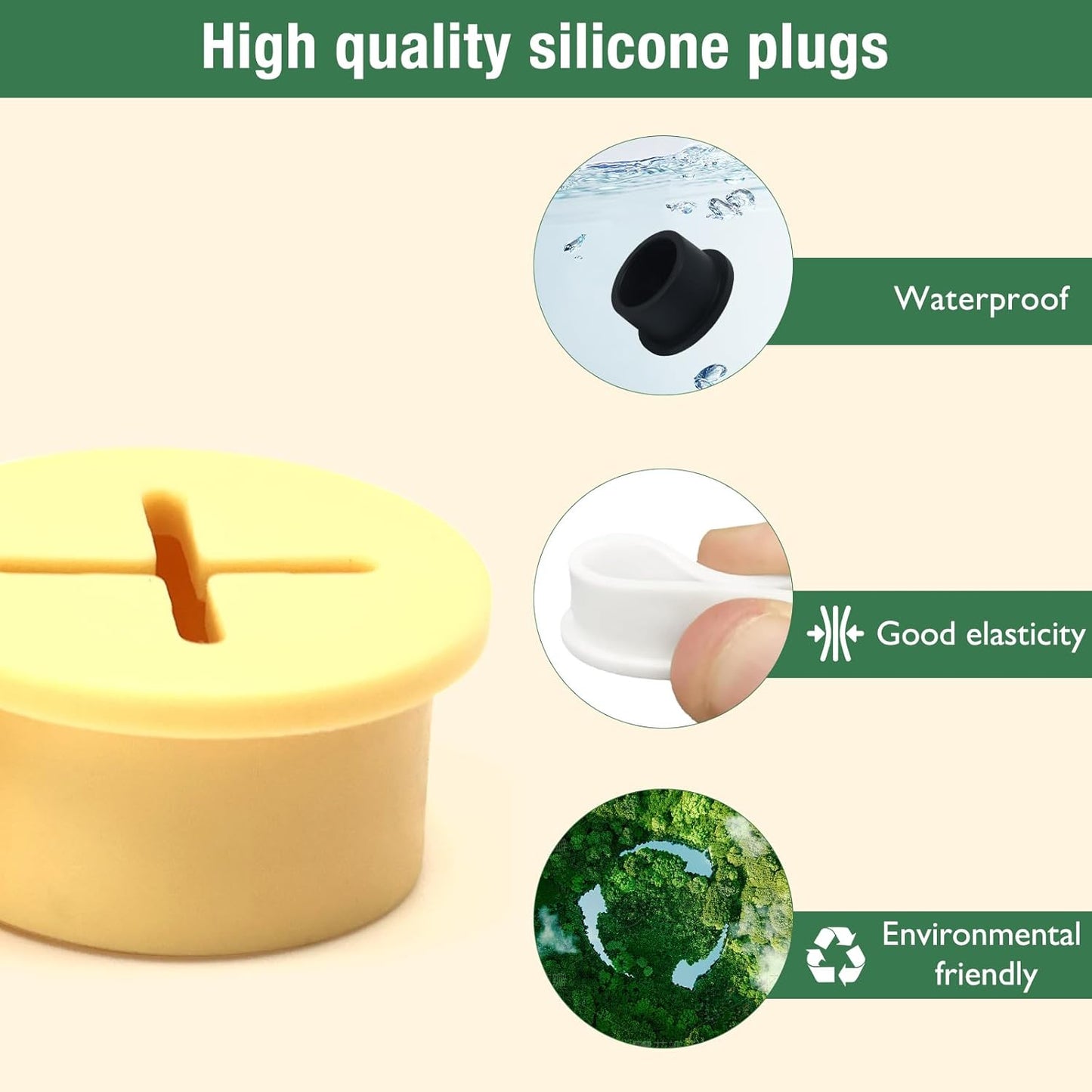 10Pcs Desk Grommet, 1" (25mm) Yellow Silicone Cord Hole Cover, Flexible Rubber Wire Grommets, Wall Grommets for Cables Management, Table, Countertop, Cabinets and Furnitures Wire Organizer