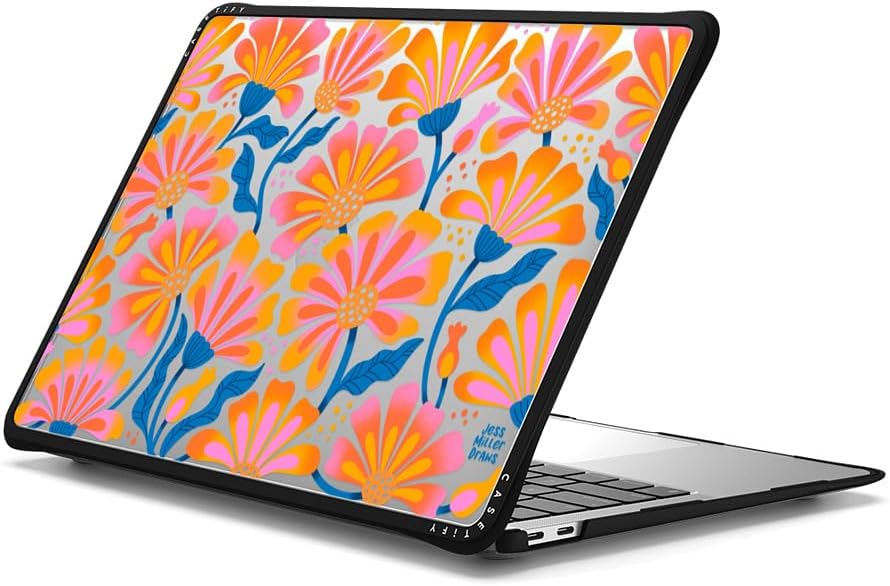 CASETiFY Impact MacBook Air 13" (M1/Intel) Case [Cushioned Impact Corners/Scratch-Resistant/Anti-Slip Grip] - Lazy Daisy - Clear Black
