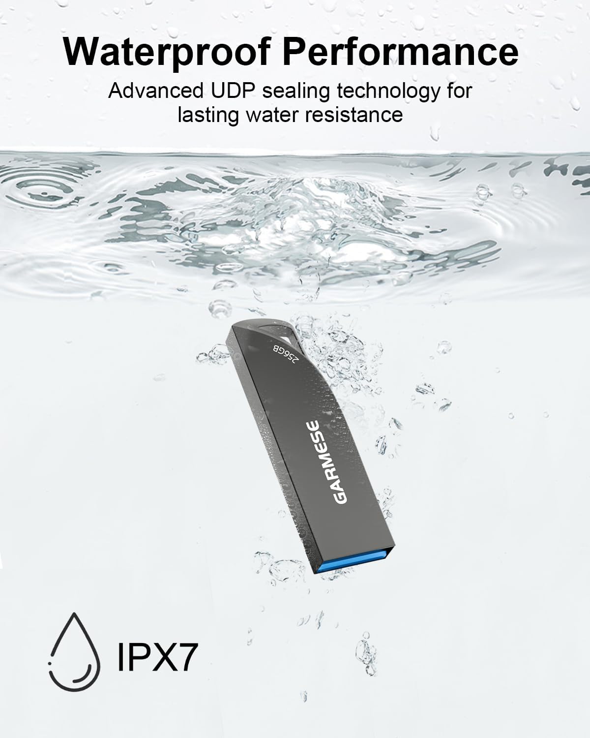 256GB USB Flash Drive, Metal USB 3.0 Memory Stick Waterproof Slim Thumb Drive Portable USB Drive with Keychain Hole Stylish Jump Drive for Computer/Laptop/Car/Smart TV