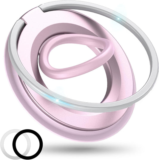 [2025 Upgrade] Magnetic Phone Grip for MagSafe Ring Holder, Two-Sided Magnets Phone Ring Grip Finger Kickstand Compatible with iPhone 16 Pro/Max 15 14 13 12 11 Plus & Android Phone (pink1)