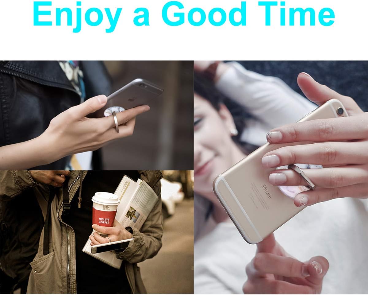 Bonoma Cell Phone Ring Holder Stand, 360 Rotation 3-Pack Universal Smartphone Ring Grip Stand Compatible with Smartphones and Tablets Marble