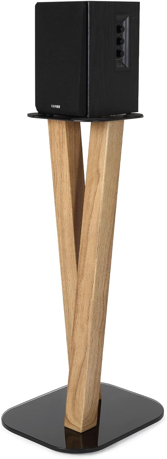 EXIMUS One Pair Fixed Height Universal Speaker Floor Stands - Oak - 600 Series