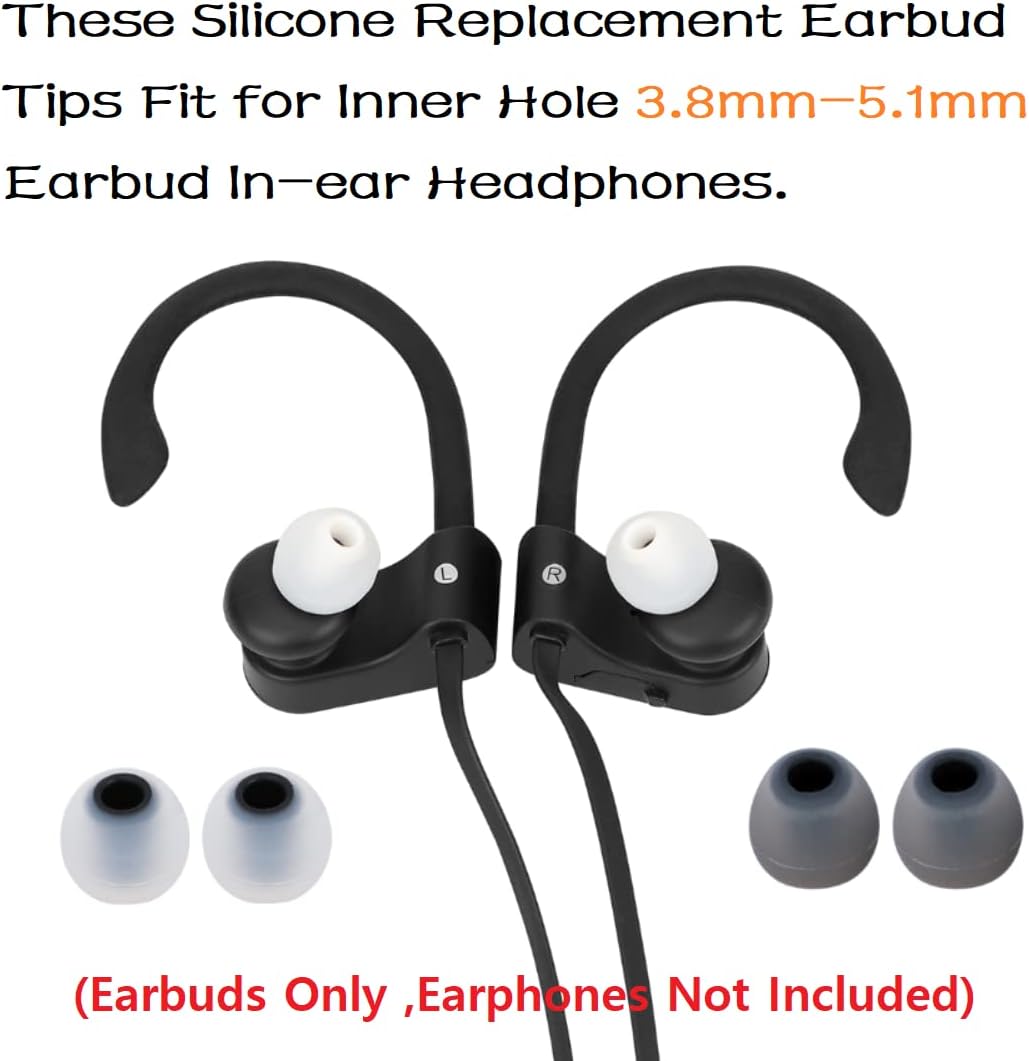 Replacement Earbud Tips Earbud Covers Silicone Tips Ear Gels Fit for Inner Hole from 3.8mm - 5.1mm Earphones 9 Pairs S/M/L
