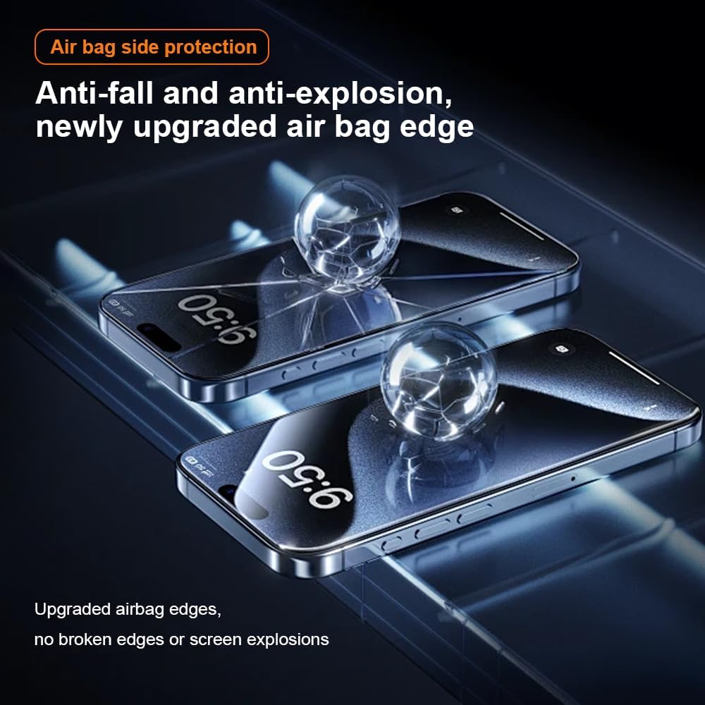 OneFish Screen Protector for Iphone 15 Pro, HD Clarity Tempered Glass Film 9H+ Hardness, with Hassle-Free Installation Frame, Dust-Free Bubble-Free Anti-Fingerprint, 2Pack