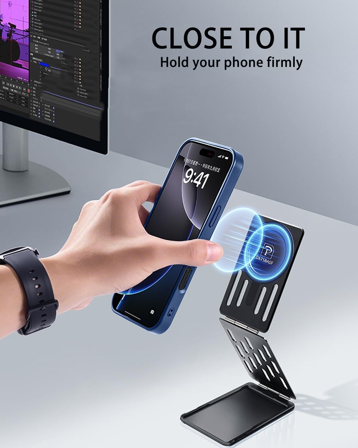 magsafe Phone Stand Tri-Fold Phone Credit Card Holder – Premium Aluminum Alloy, Adjustable Viewing Angles, Portable Phone Holder for iPhone 16 Pro Max 15 14 13 12 Plus