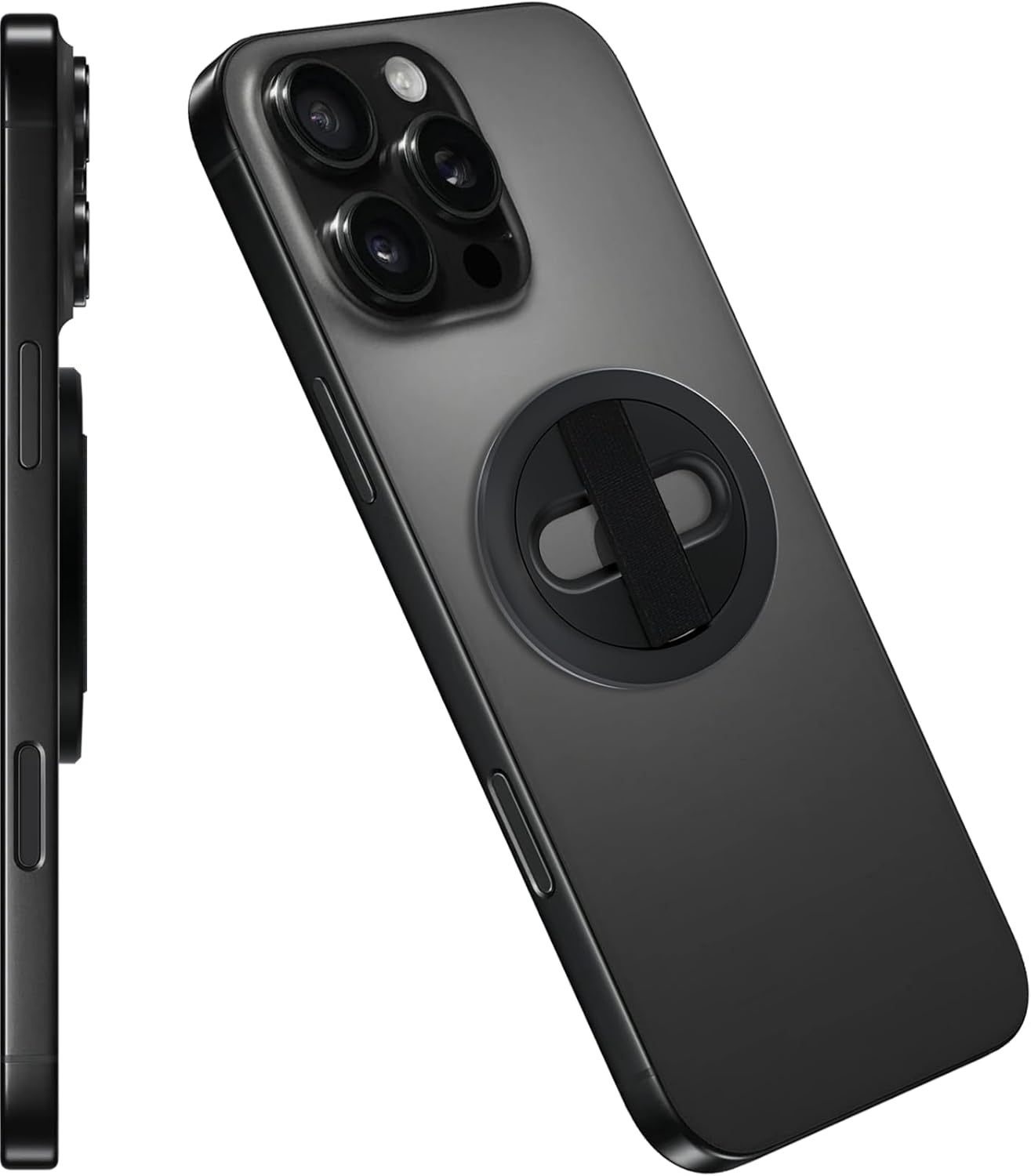 Lite 2 Magnetic Phone Grip, [Elastic Finger Strap] Phone Loop Holder, Compatible with Magsafe Series iPhone 16 15 14 13 12 Pro max, Black