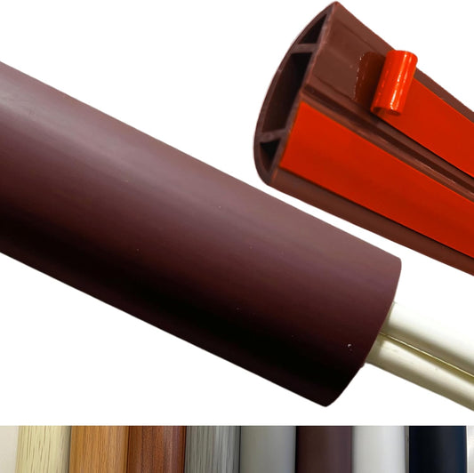 10ft Floor Cord Cover Self Adhesive Cord Hider Floor, Heavy Duty Cable Protector, Hide Extension Cords, Cable Management Hide Cords on Floor, Cable Cavity:0.61"(W) x 0.32"(H) Brown