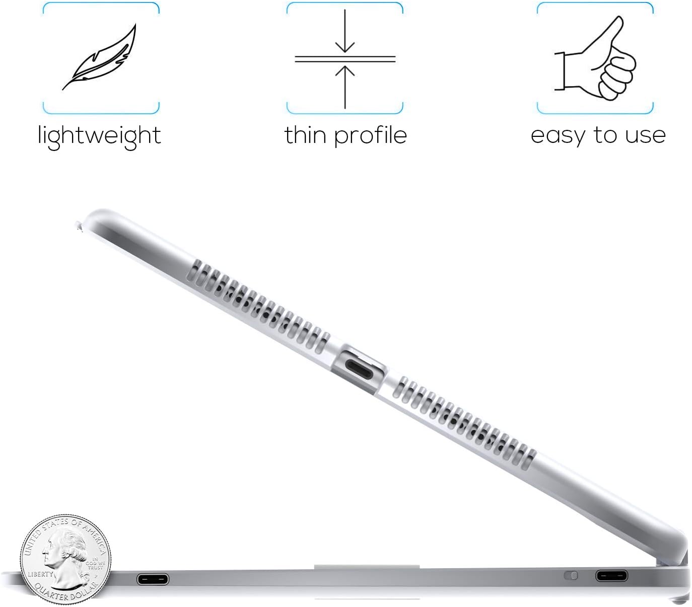 typecase Touch Case with Keyboard for iPad 9th Generation (10.2", 2021), Multi-Touch Trackpad, 10 Color Backlight, 360, Thin & Light - iPad 8th Gen (2020), 7th Gen (2019), Air 3, Pro 10.5 (Silver)