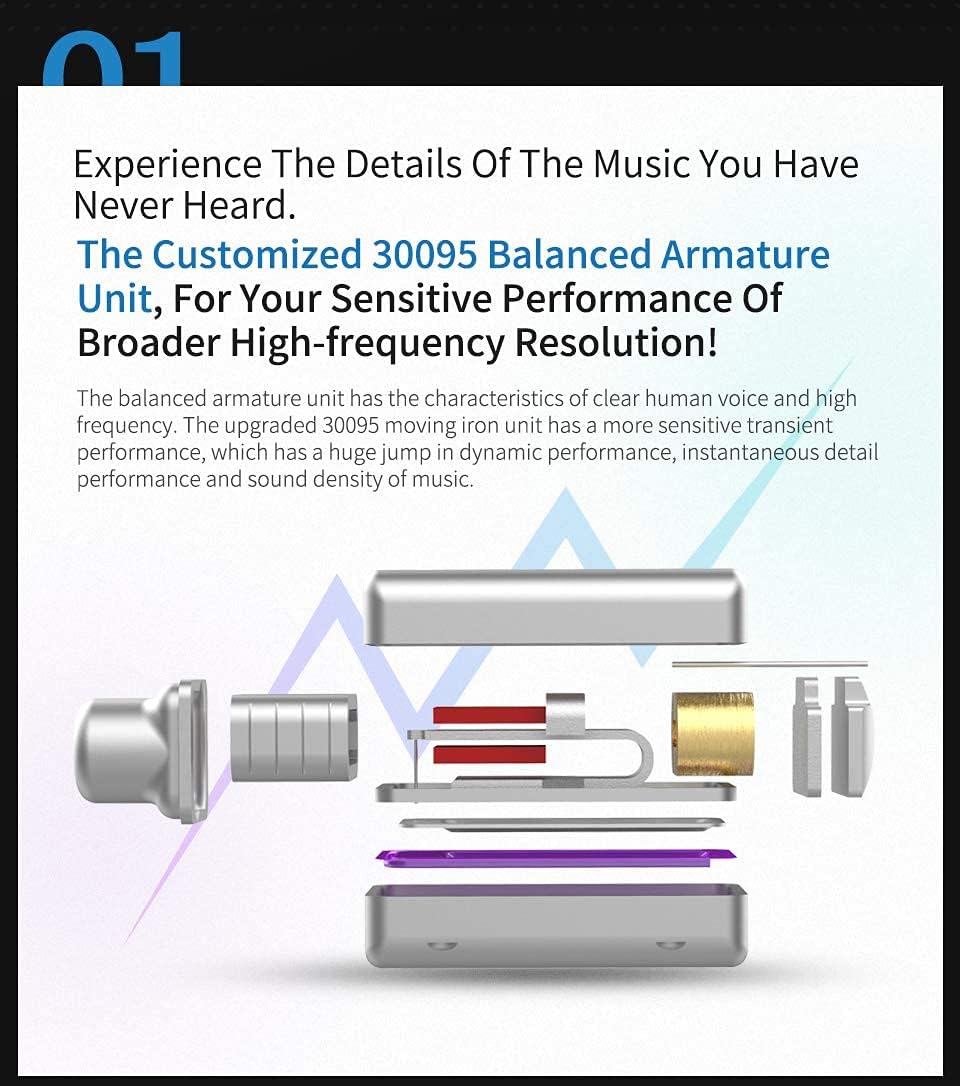 KZ ZSN Pro Dual Drivers 1BA 1DD in Ear Earphones HiFi Power Bass Earbuds Headphones High Clarity Sound Wired Earphones with Detachable Cable for Audiophile Musician