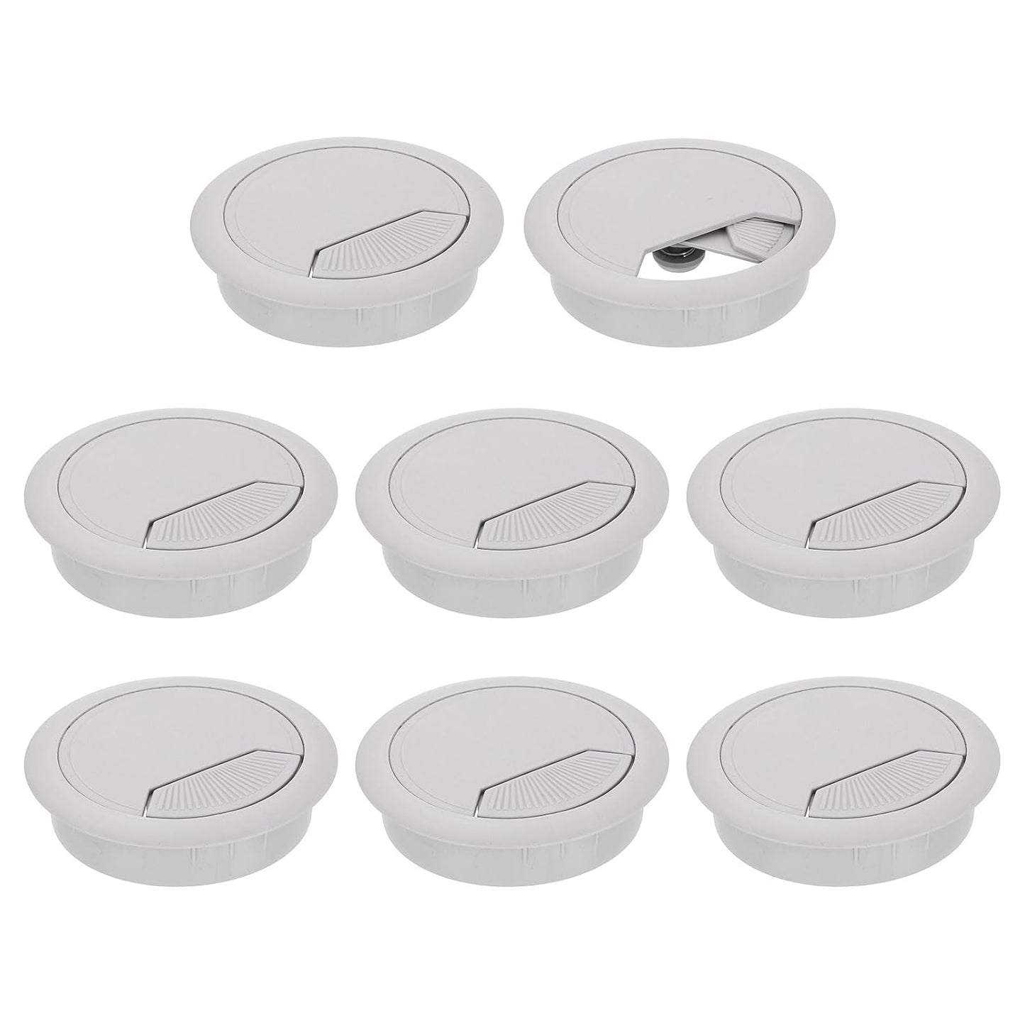 uxcell 8 Pcs 60mm (2.36 Inch) Desk Grommet, Plastic Cable Hole Cover, Wire Cord Cable Organizer for Home Office Computer Desk Cabinet, Gray