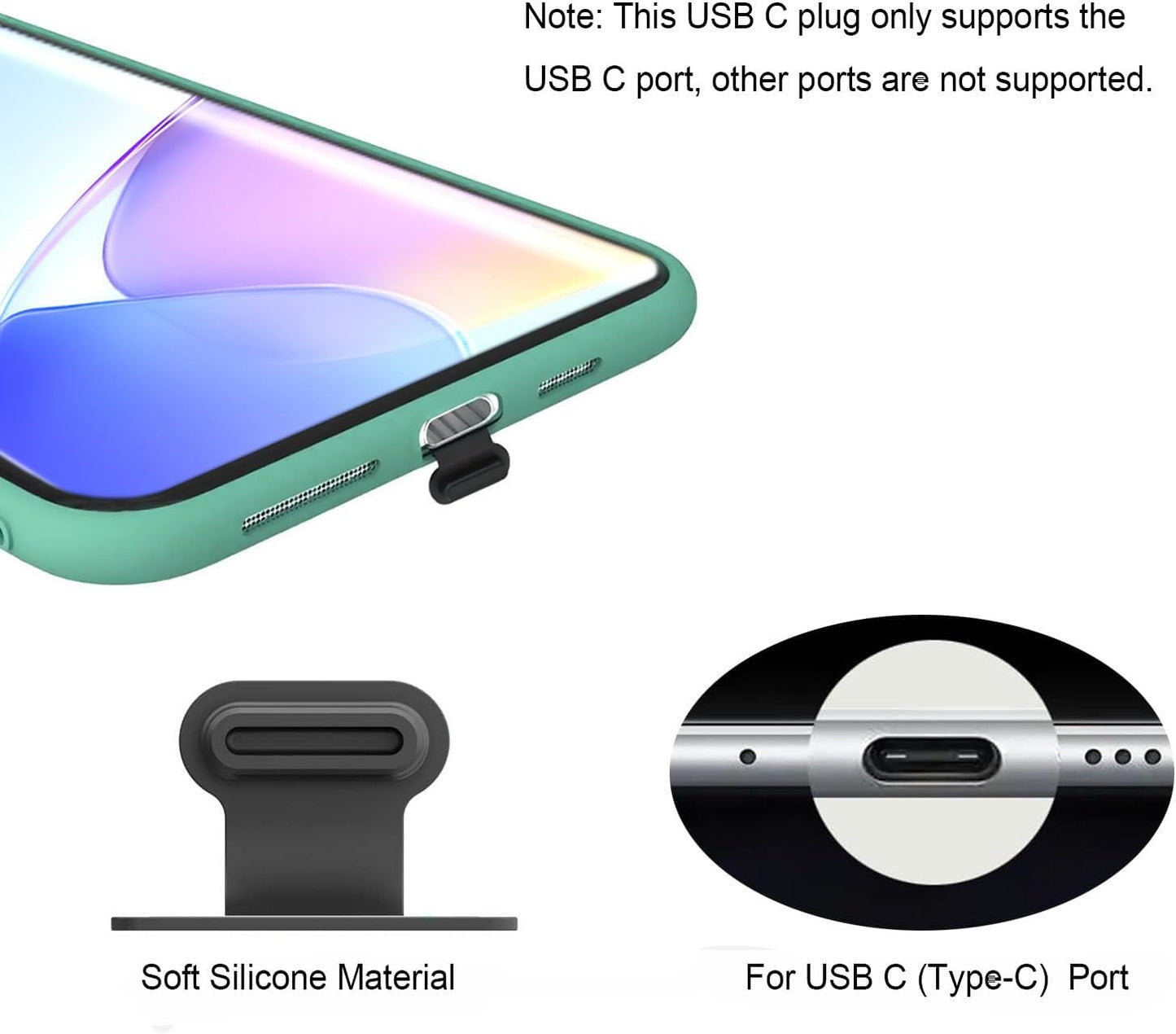 8PCS USB Type C Anti Dust Plugs Cover, C-Type Port Dust Plug, USB C Dust Cover, Anti-Lost USB C Charging Port Dust Covers Protectors for 15 16 17 Plus Pro Max, Samsung, with Speaker Mesh Cover