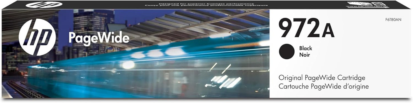 HP 972A PageWide Black Ink Cartridge for HP Printers | Works with Printer Series: PageWide Pro 452, 477, 552dw, 577 | F6T80AN