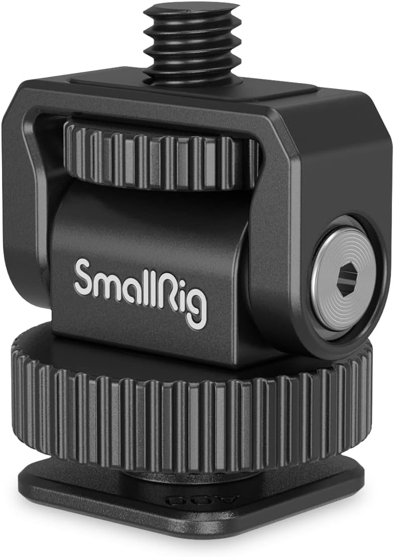 SmallRig 1/4" Mini Ball Head Cold Shoe Mount Adapter with 1/4"-20 Thread for Camera Phone Cage LED Video Light-3577