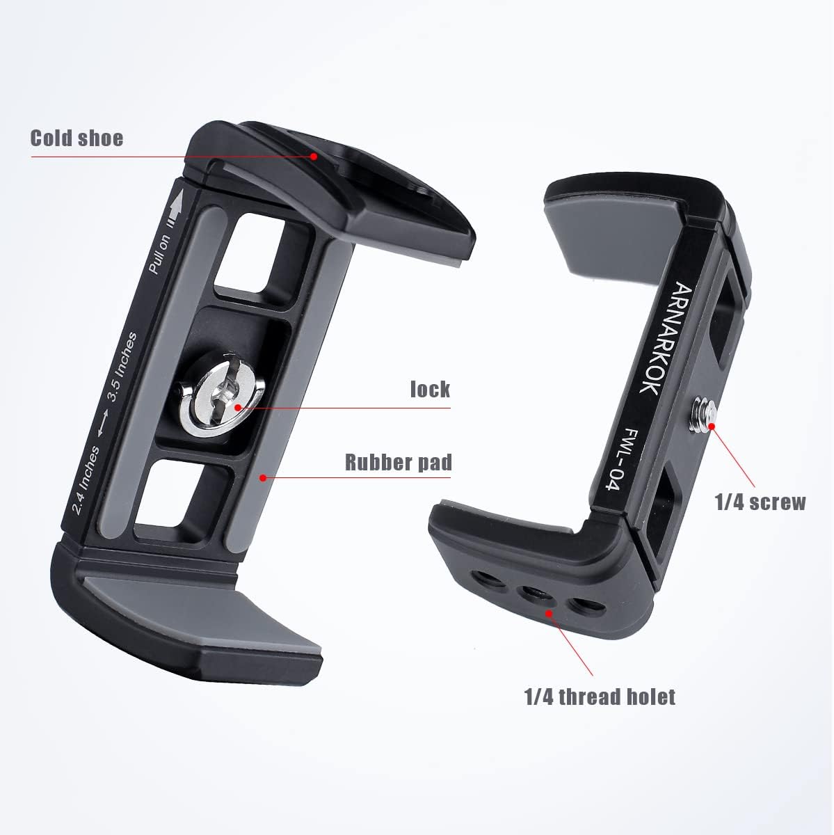 Power Bank Clamp Holder,Camera Cage,with 1/4" Screw,Cold Shoe Mount,Phone Holder Clip [Thick Case & Big Phones Friendly],Radar Detector Mount for Truck Compaitbale with Anker Power Bank