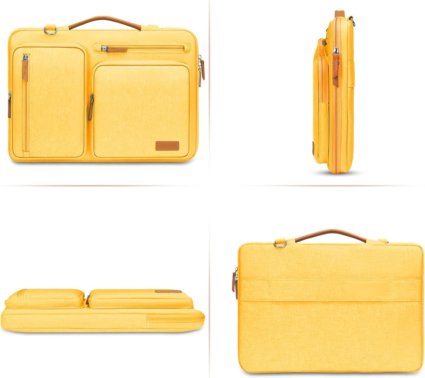 MOSISO 360 Protective Laptop Shoulder Bag,13-13.3 inch Computer Bag Compatible with MacBook, HP, Dell, Lenovo, Asus Notebook,Side Open Messenger Bag with 4 Zipper Pockets&Handle, Yellow