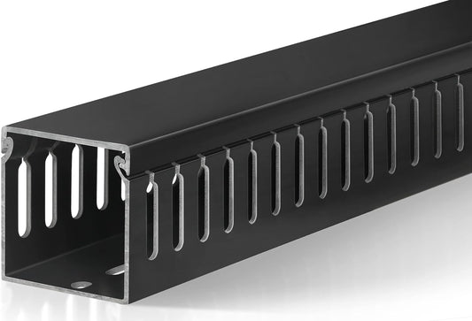 ZhiYo 99in(6X L16.5in) Professional Server Rack Cable Management Raceway, H2in x W2in Cable Raceway Kit, Electrically Safe PVC Open Slot Wire Raceway for Under Desk/Computer/Network Cords, Black