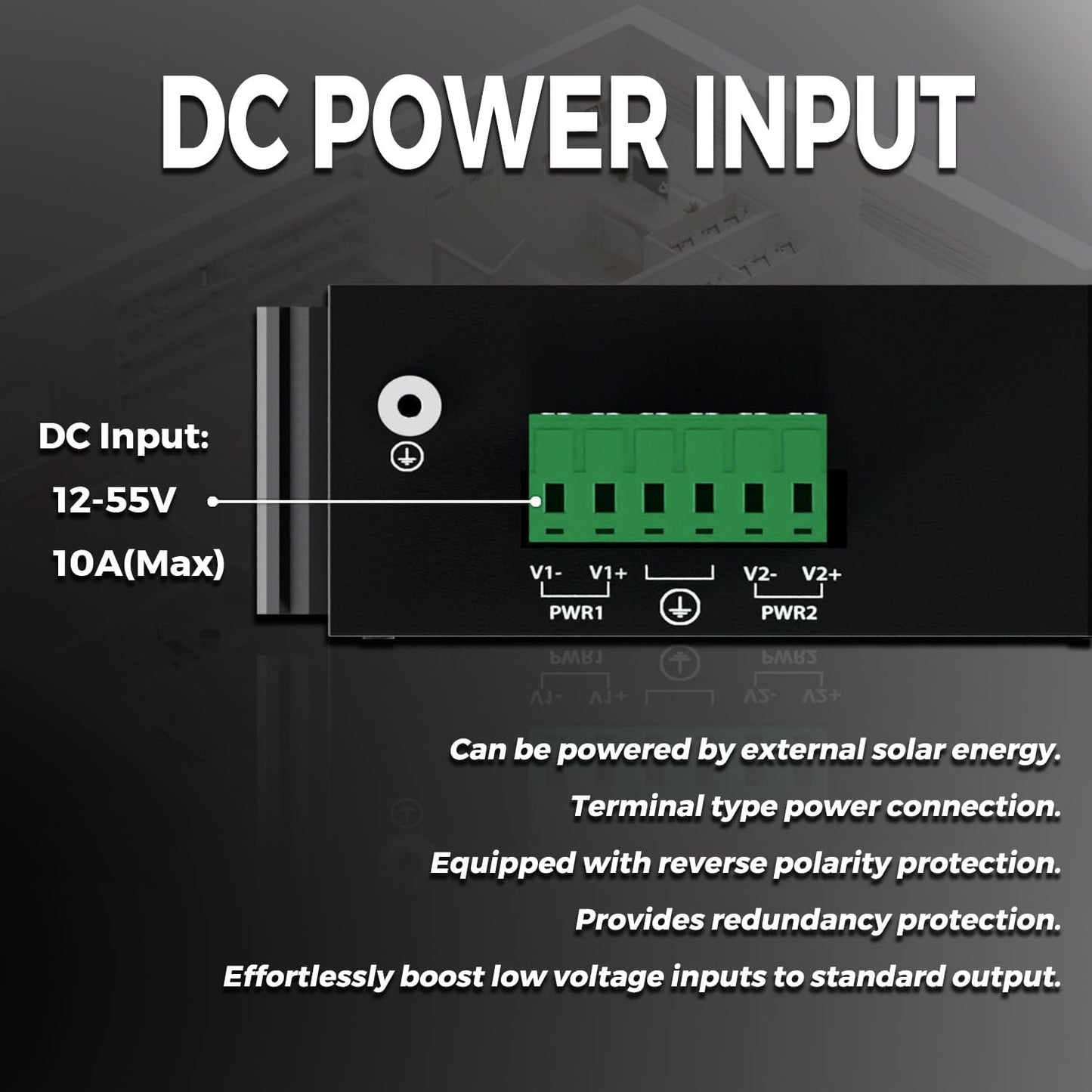 PROCET 10 Gbps Gigabit PoE++ Injector Din Rail, 60W Industrial Boost PoE Adapter with Wide Temp -40°F to 149°F, 6KV Surge Protection, 12-55V DC Input, IEEE802.3af/802.3at/802.3bt, PT-PSE105GB-E-10
