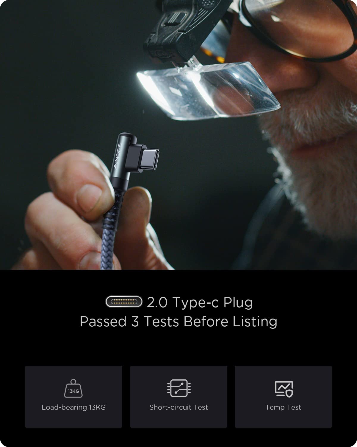 16.5FT USB C Fast Charging Cable 3.1A Fast Charge, Right Angle AINOPE USB C Charging Cable, Durable Nylon Braided USB Type C Cable Compatible Galaxy S20 S10 S9 S8 Plus,V30,V20,G6?Samsung Fast Charger