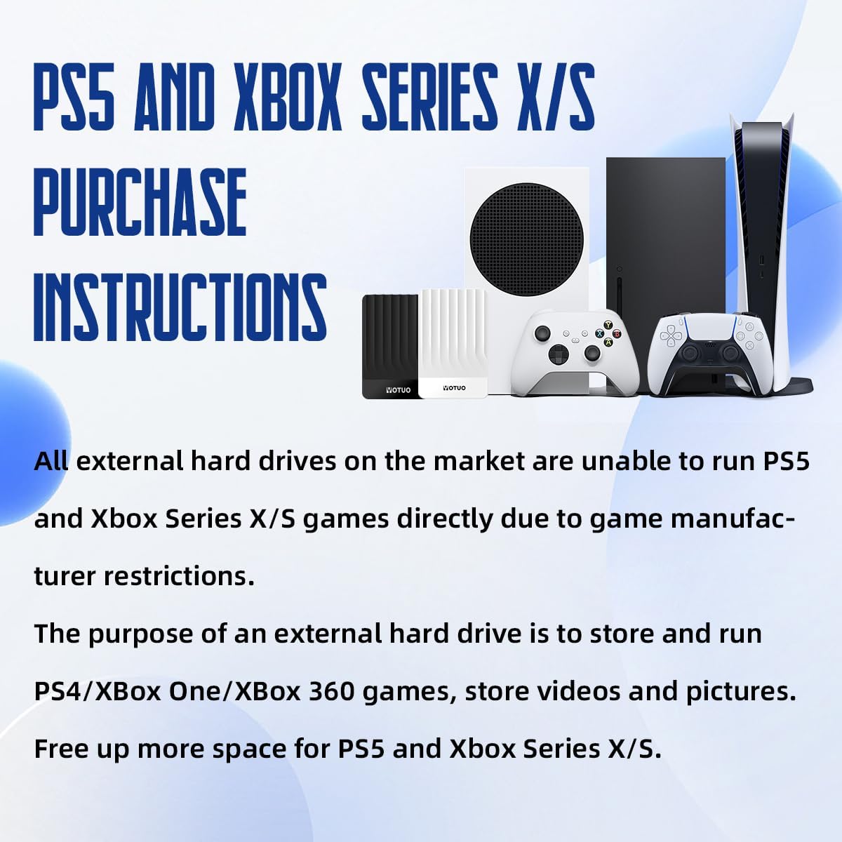 Portable External Hard Drive Storage Expansion Mobile HDD USB 3.0 for PC, Mac, Desktop, Laptop, PS4, PS5, Xbox One X/S, Xbox 360, Xbox Series X/S, Office & Game (Blue, 1TB)