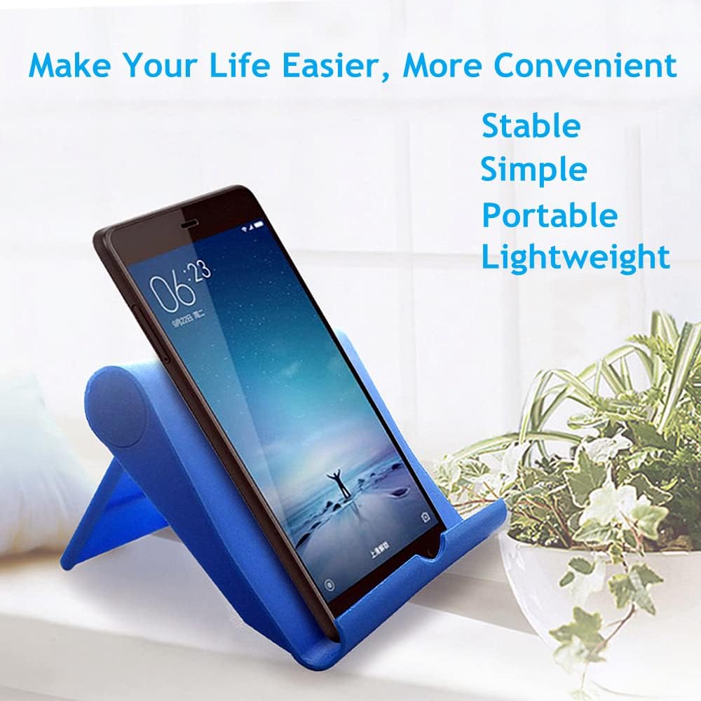 Adjustable Foldable Cell Phone Stand for Desk, Compatible with Most Devices, 1.5 Ounces, Blue