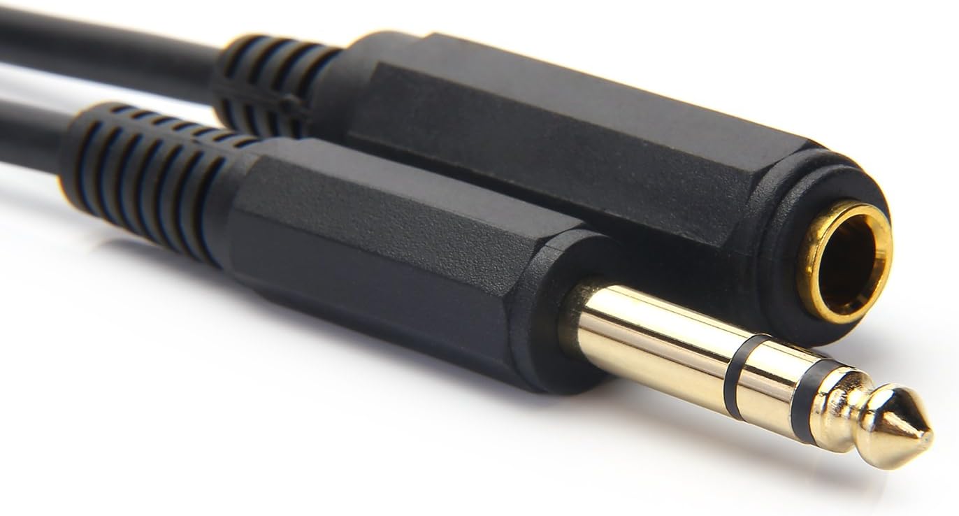 Disino 1/4 Inch Male to Female Stereo Extension Cable Gold Plated Quarter inch Headphone Extension Cable Cord- 20FT /6.6 Meters